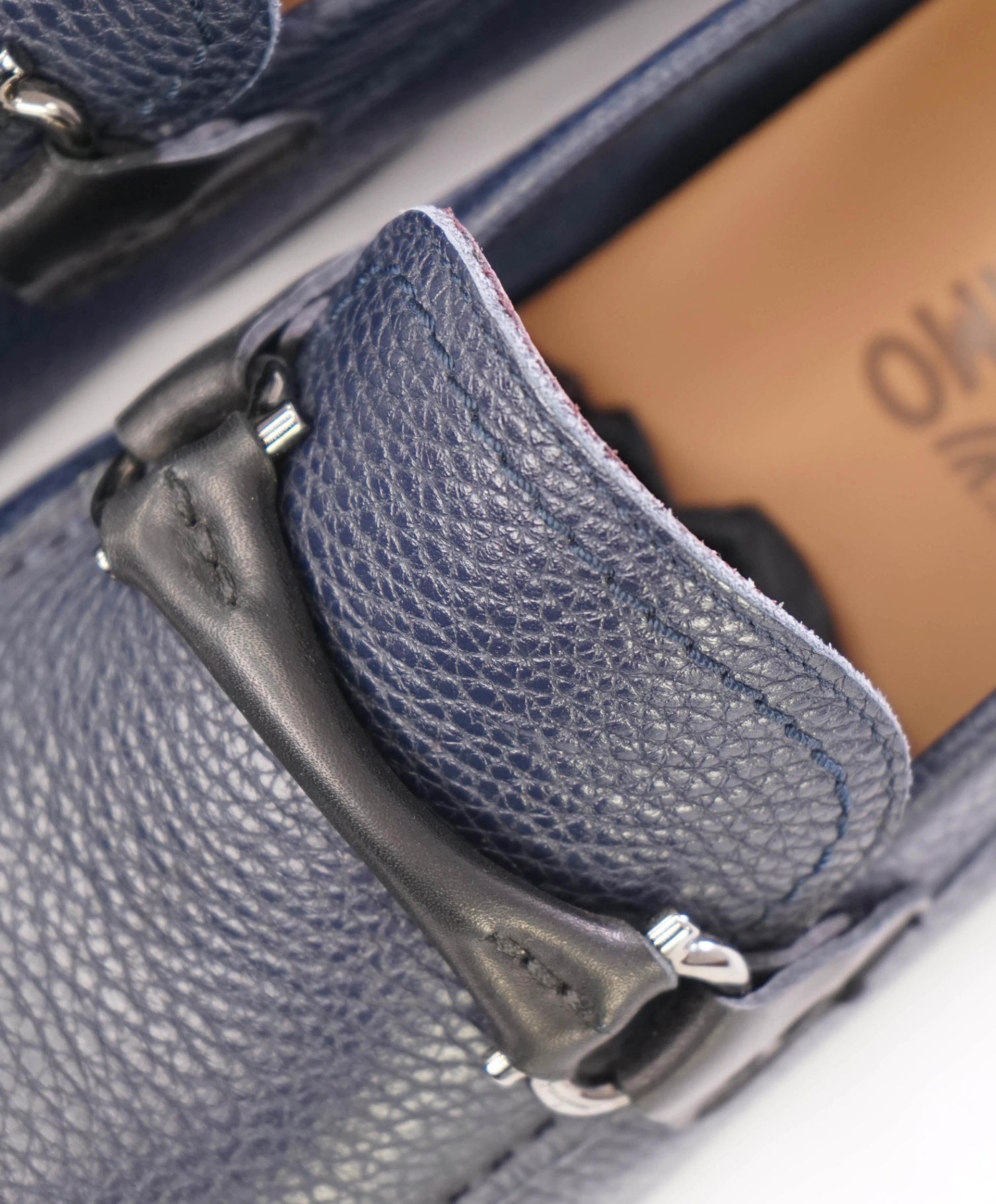 Salvatore Ferragamo Navy Grained Leather Footwear 7 EE