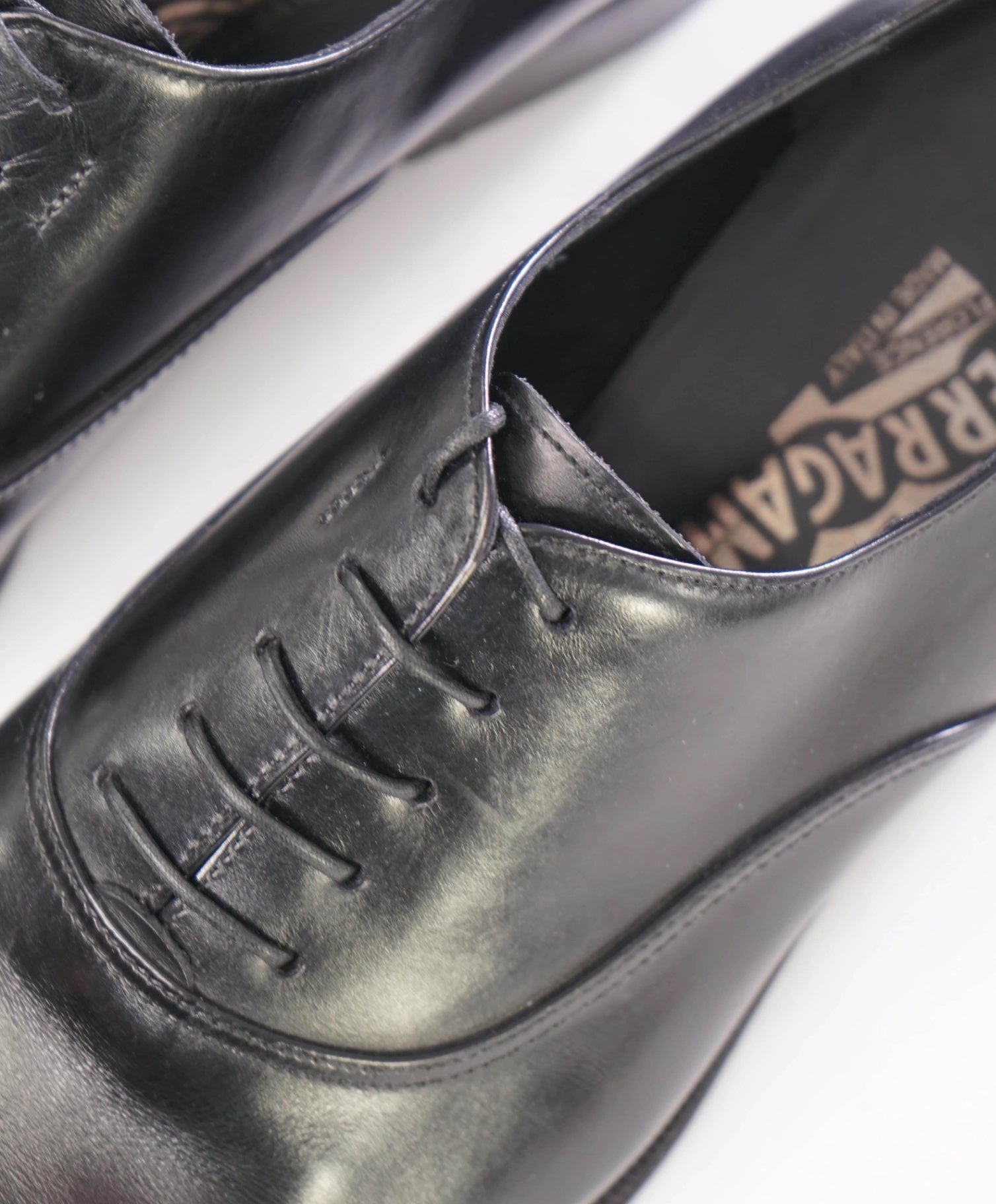 Salvatore Ferragamo "FEDELE" Black Oxfords Leather Footwear 7 EE