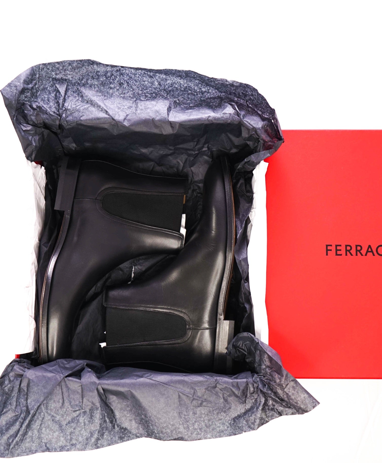 $995 Ferragamo Solid Black Leather Boots 10 EE