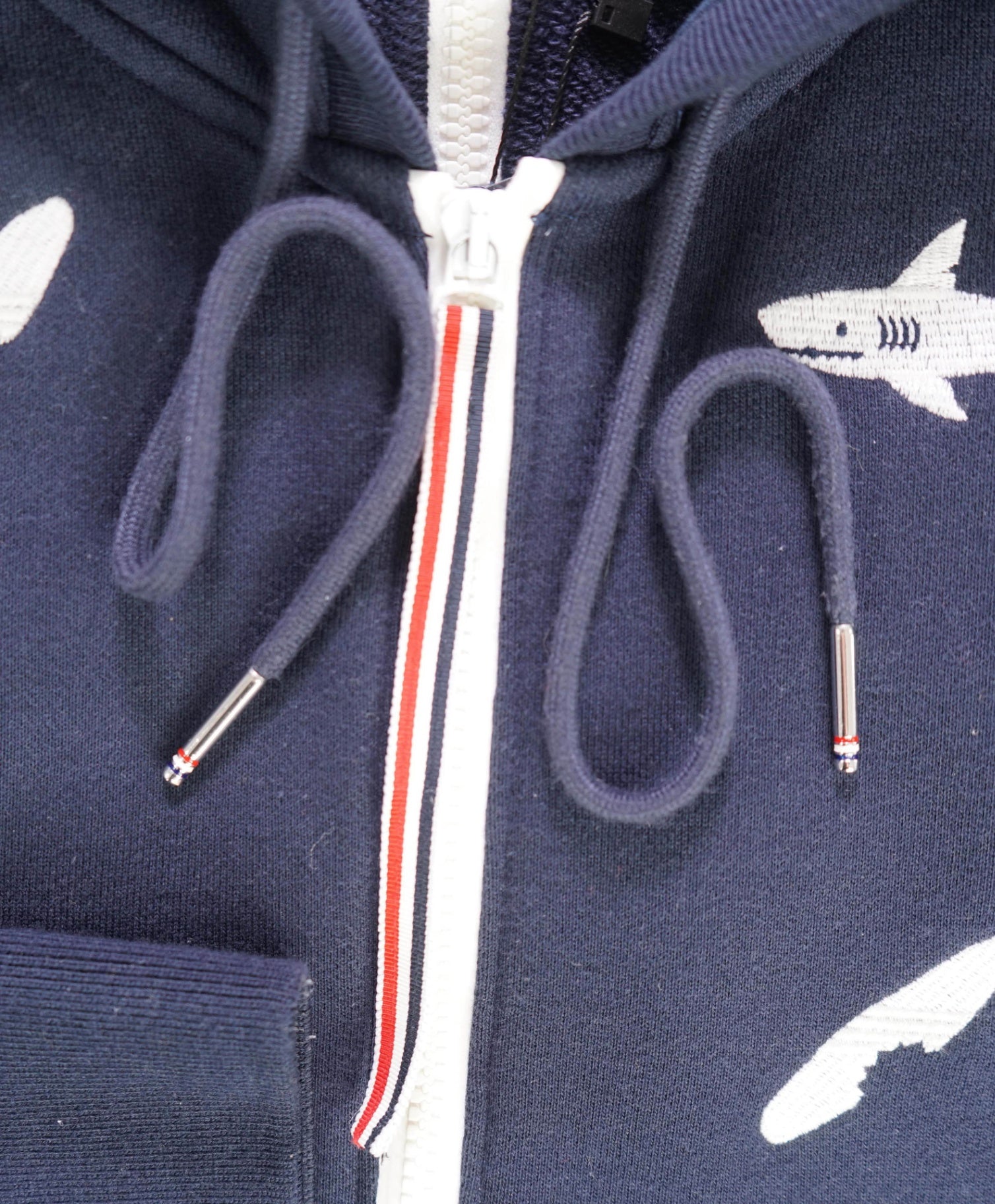 $1,530 Thom Browne Navy Shark & Surfboard Zip Hoodie Sweater M (SZ 2)