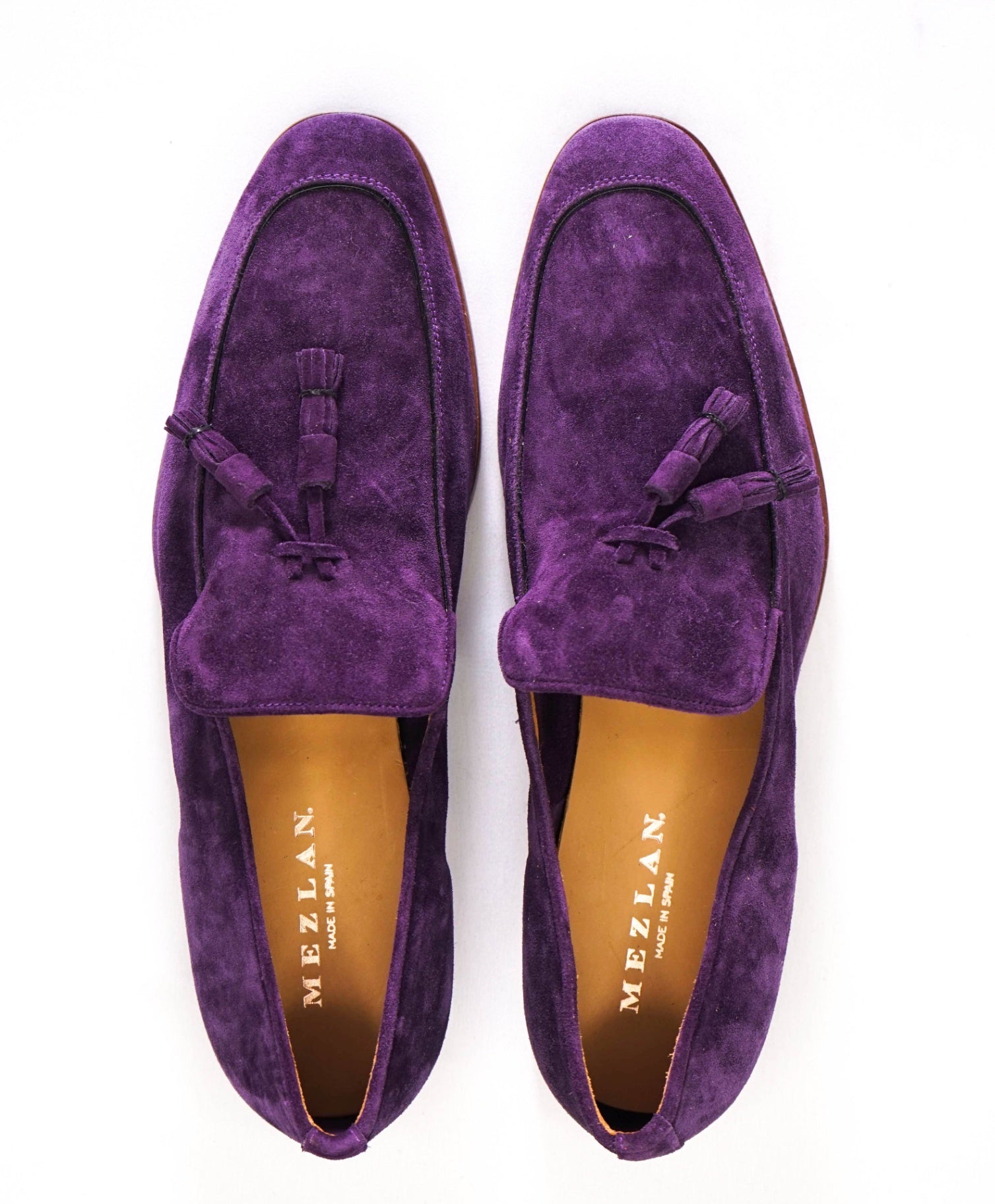 Mezlan Solid Purple tessel loafers Suede Footwear 11.5 M
