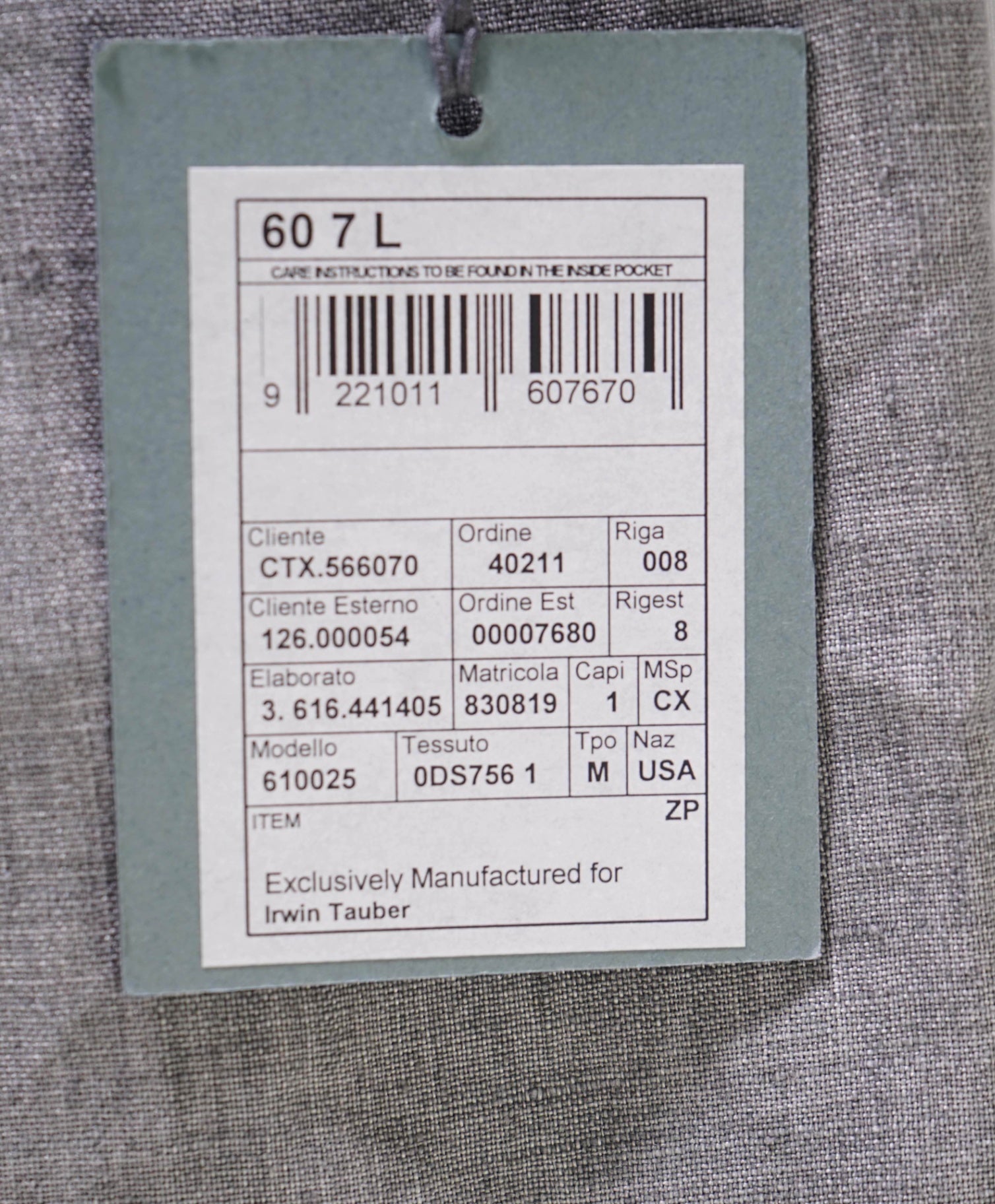 $795 Ermenegildo Zegna Light Grey Linen Flat Front Dress Pants 42W