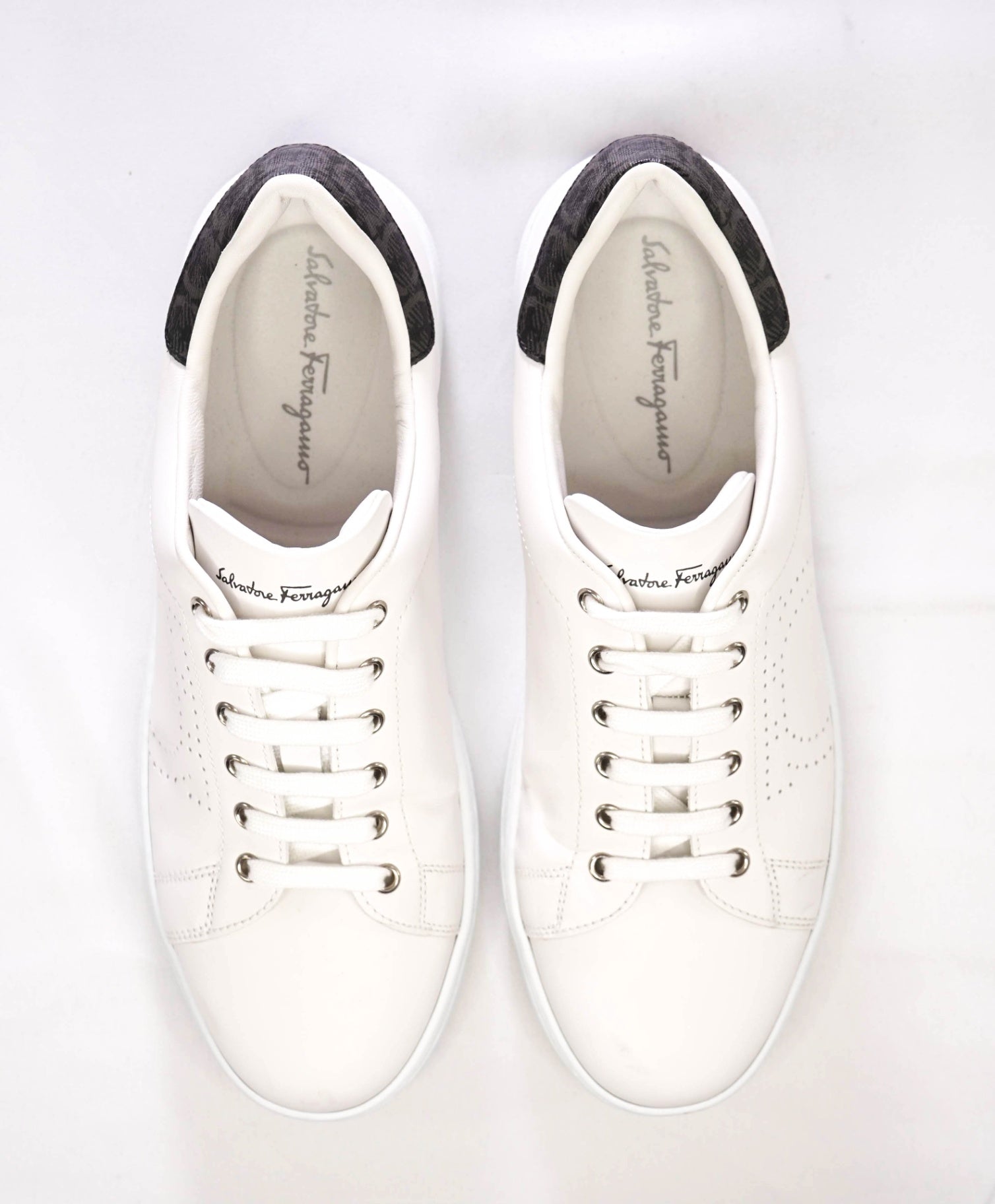 Salvatore Ferragamo "PIERRE" White Sneakers Leather 10.5 M