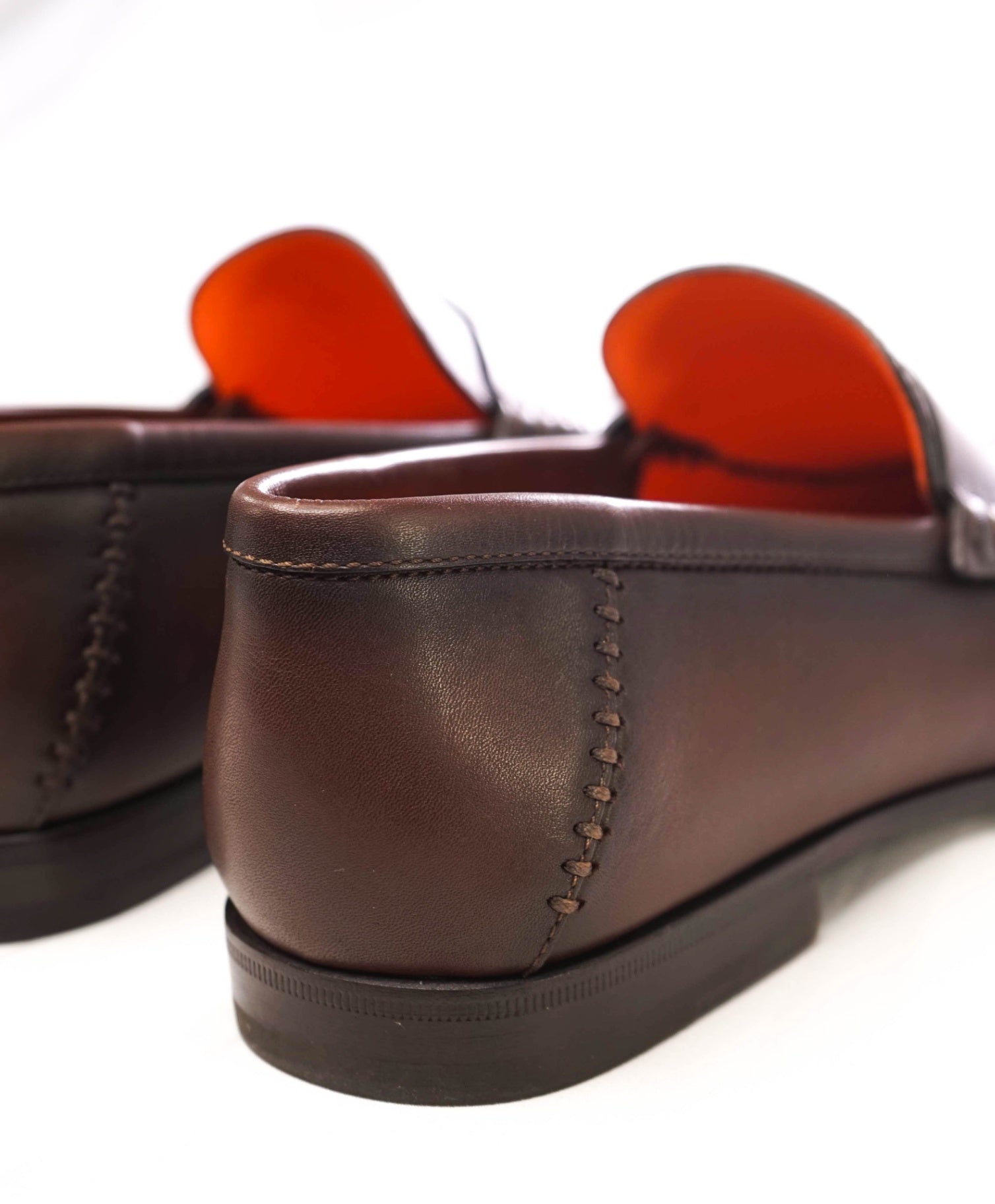 Santoni Solid Brown Moc Penny Loafers Leather 11.5 US (10.5 IT)