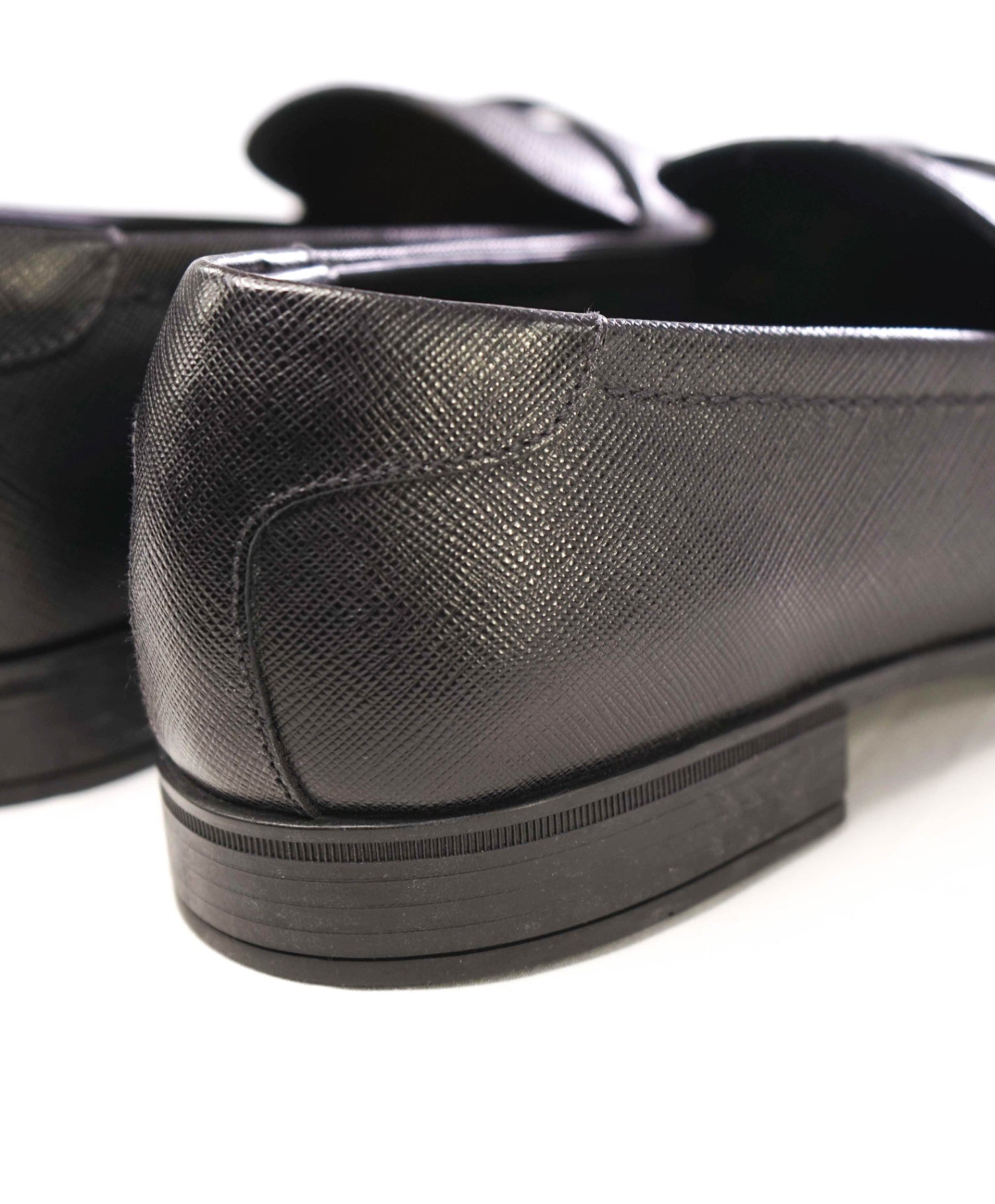 Prada Black Textured Penny loafers Saffiano Leather Loafer 11US (10IT)