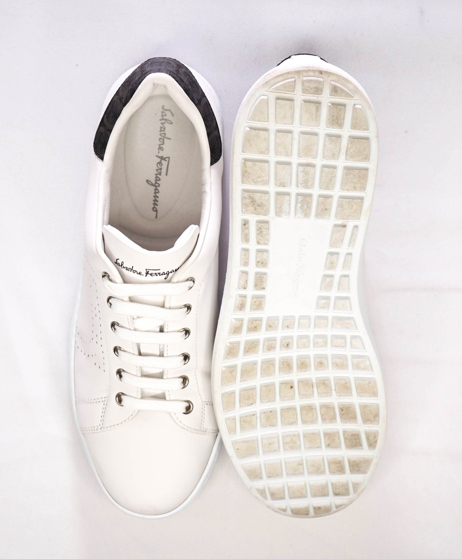 Salvatore Ferragamo "PIERRE" White Sneakers Leather 10.5 M