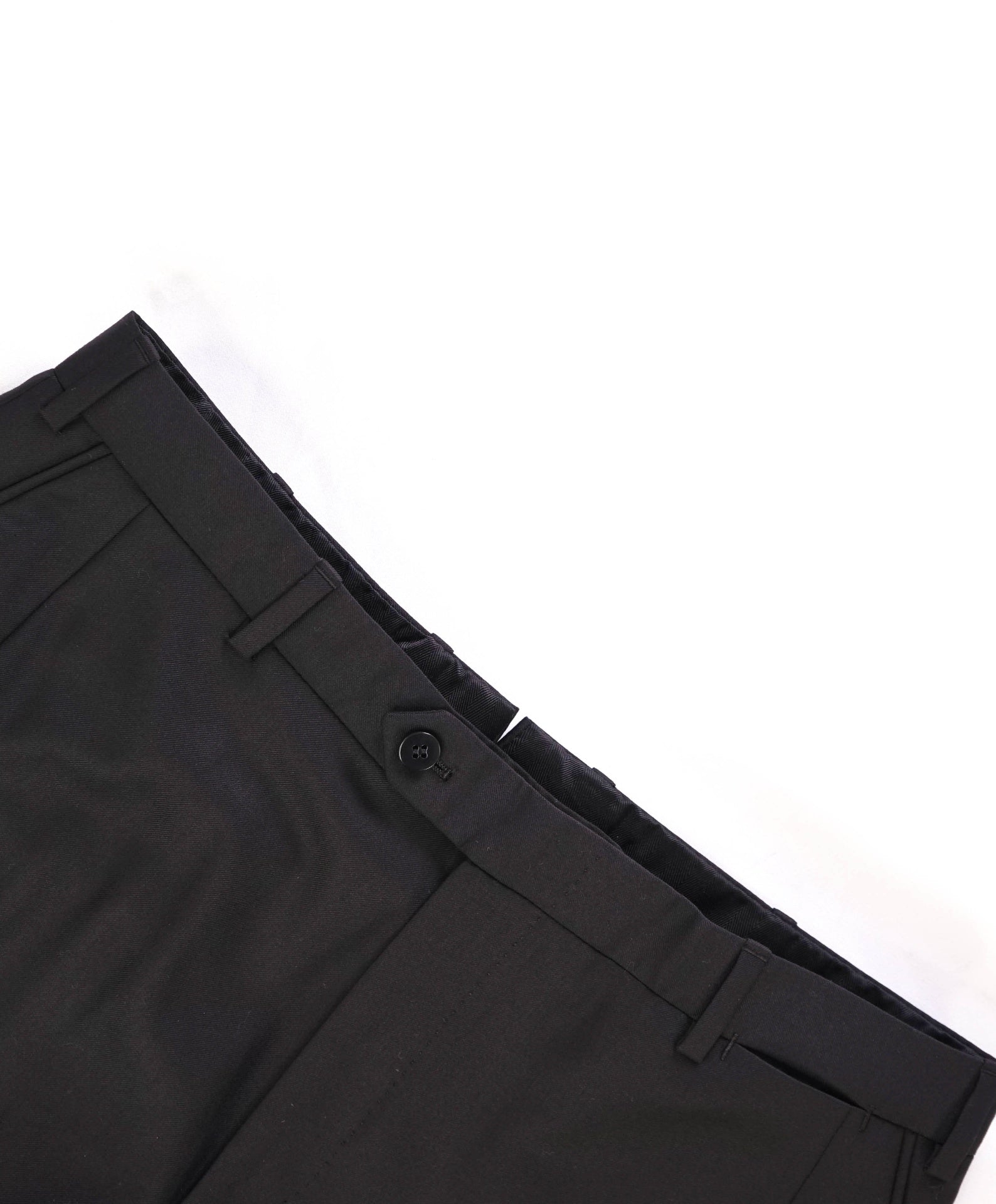 $1,050 Brioni Solid Black Wool Flat Front Dress Pants 34W