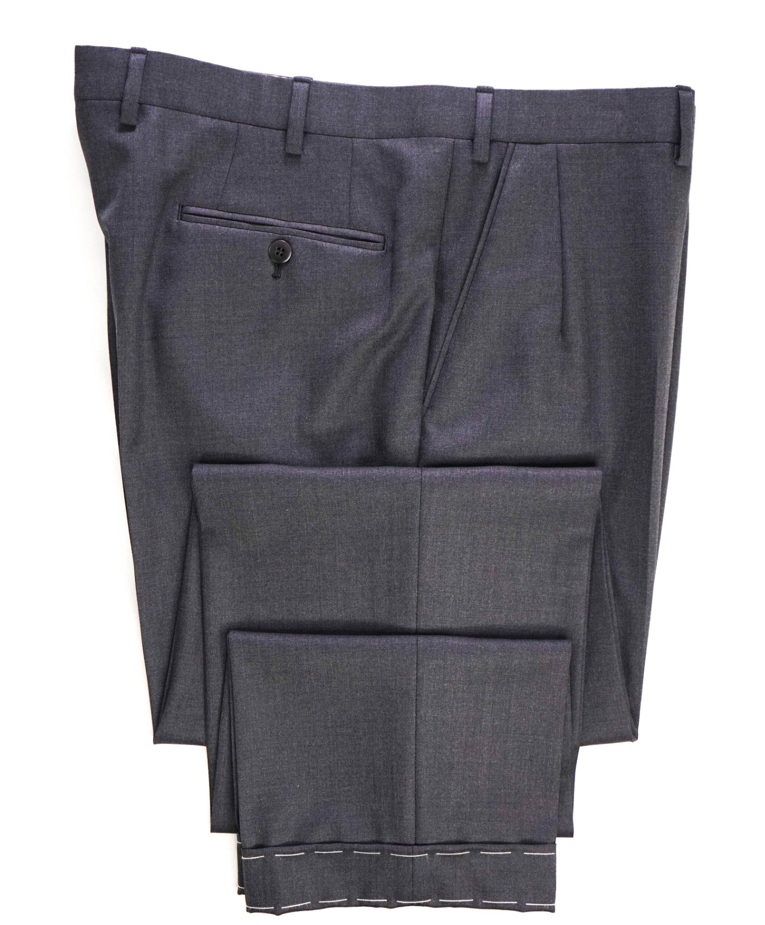 $1,050 Brioni Solid Grey Wool Flat Front Pants 36W
