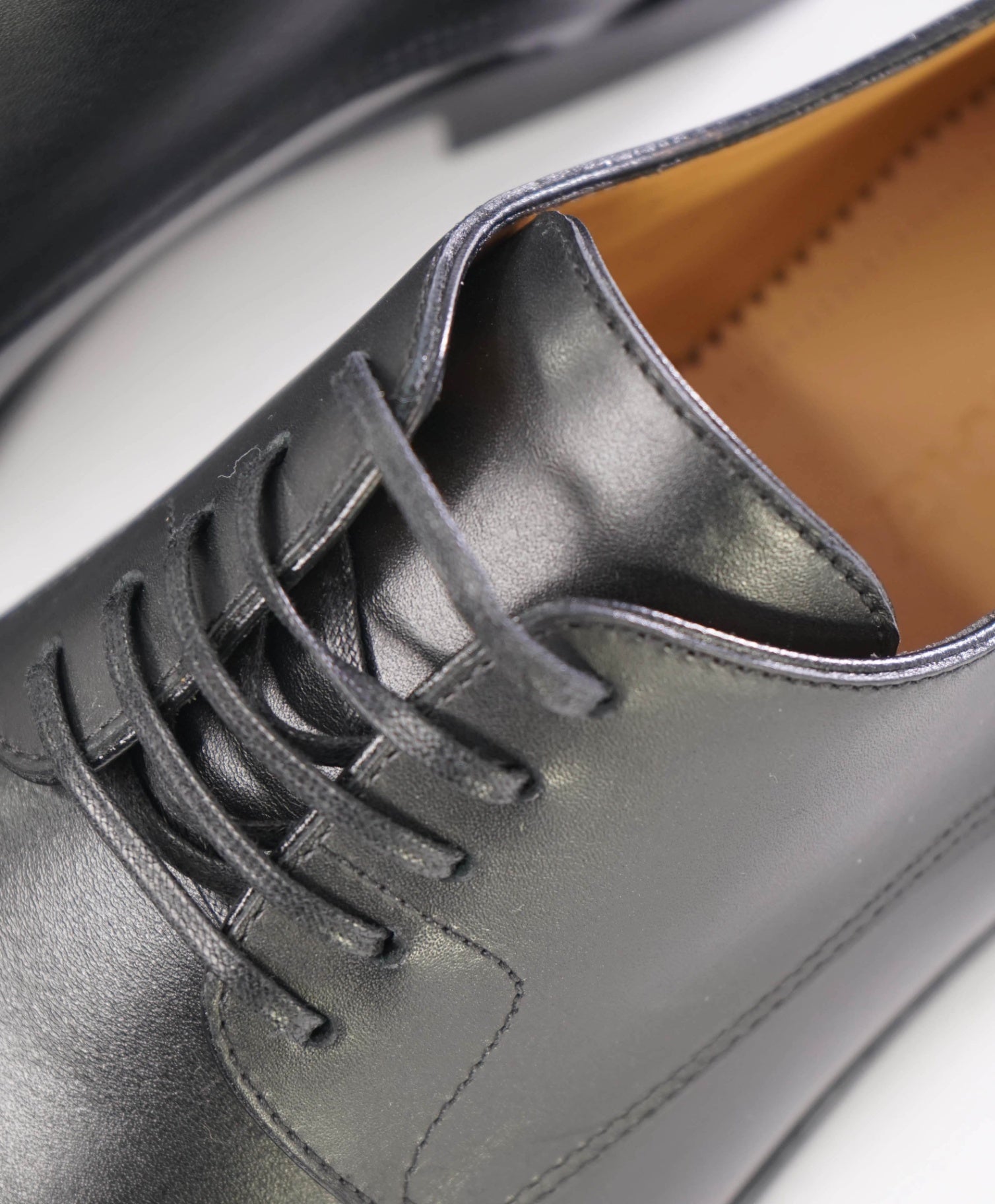 $880 Ferragamo "FOSCO" Solid Black Derbies Leather Oxfords 7.5 EE