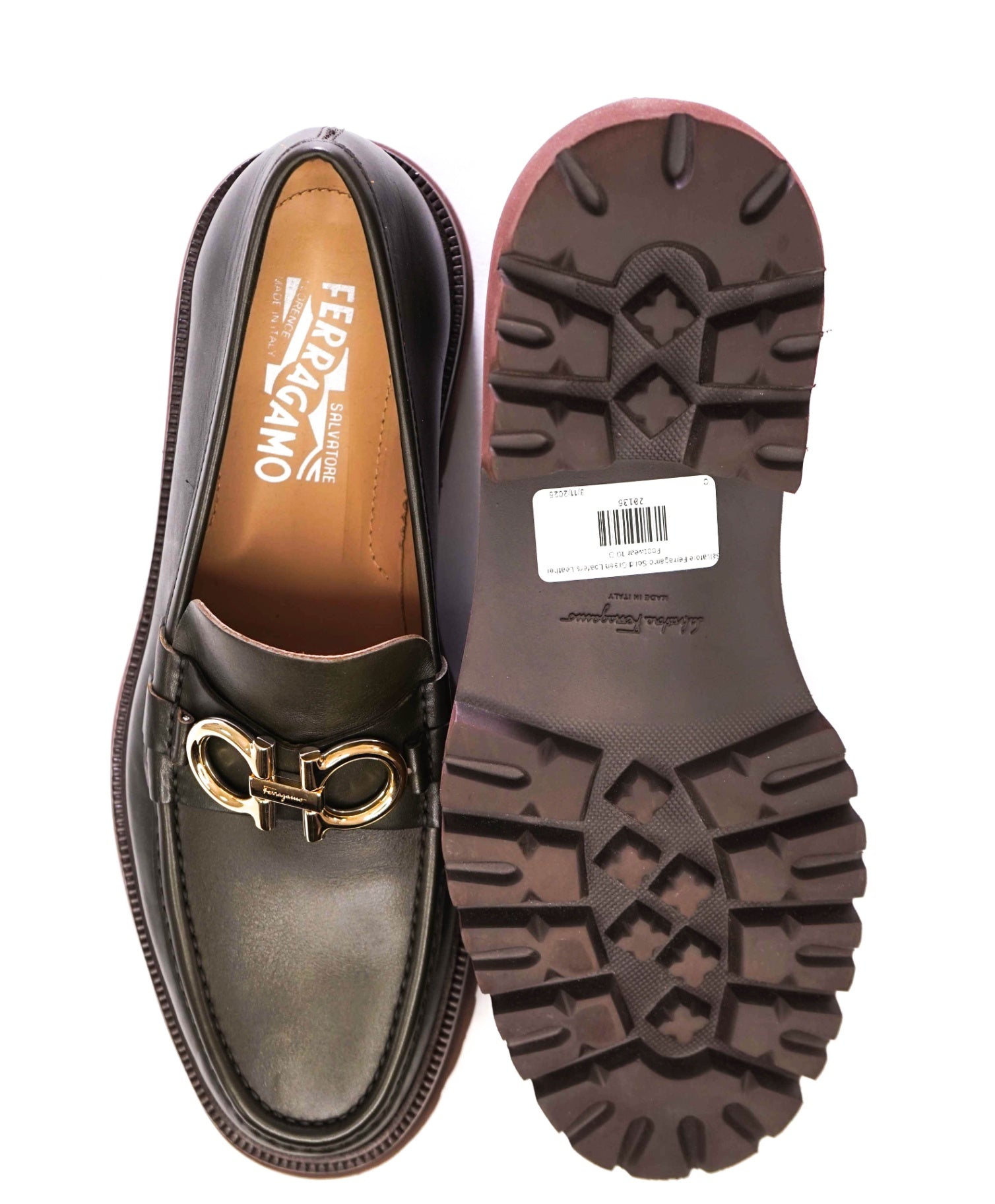 Salvatore Ferragamo Solid Green Loafers Leather Footwear 10 D