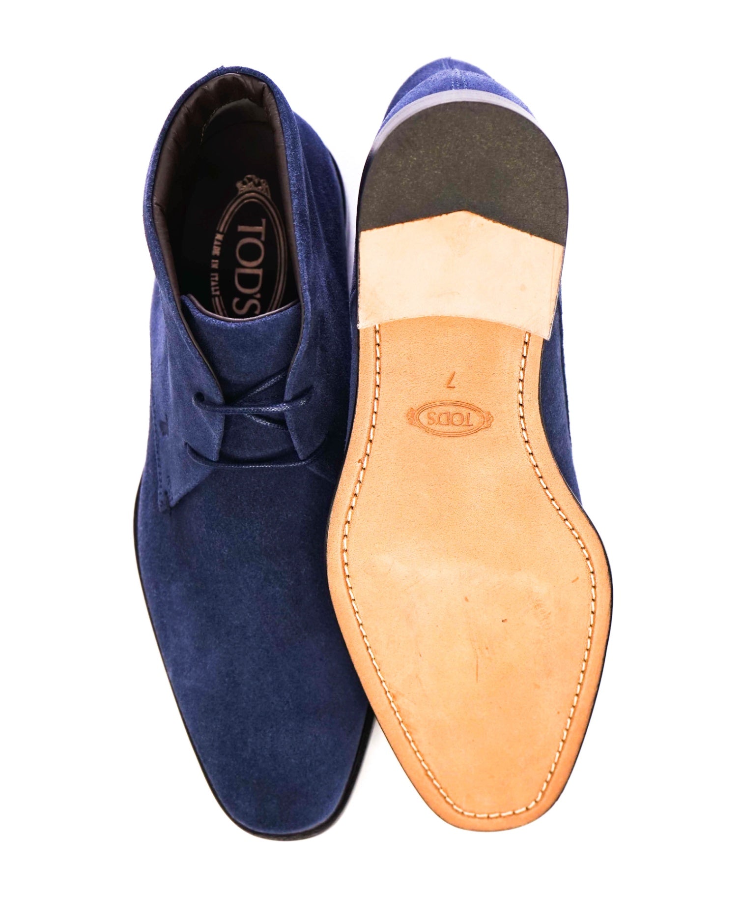 $700 Tod's Solid Navy Suede Chukka Ankle Boots 8US (7IT)