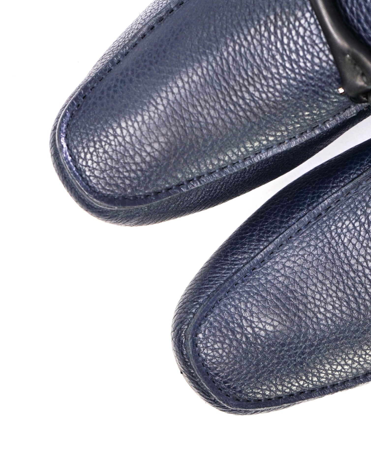 Salvatore Ferragamo Navy Grained Leather Footwear 7 EE