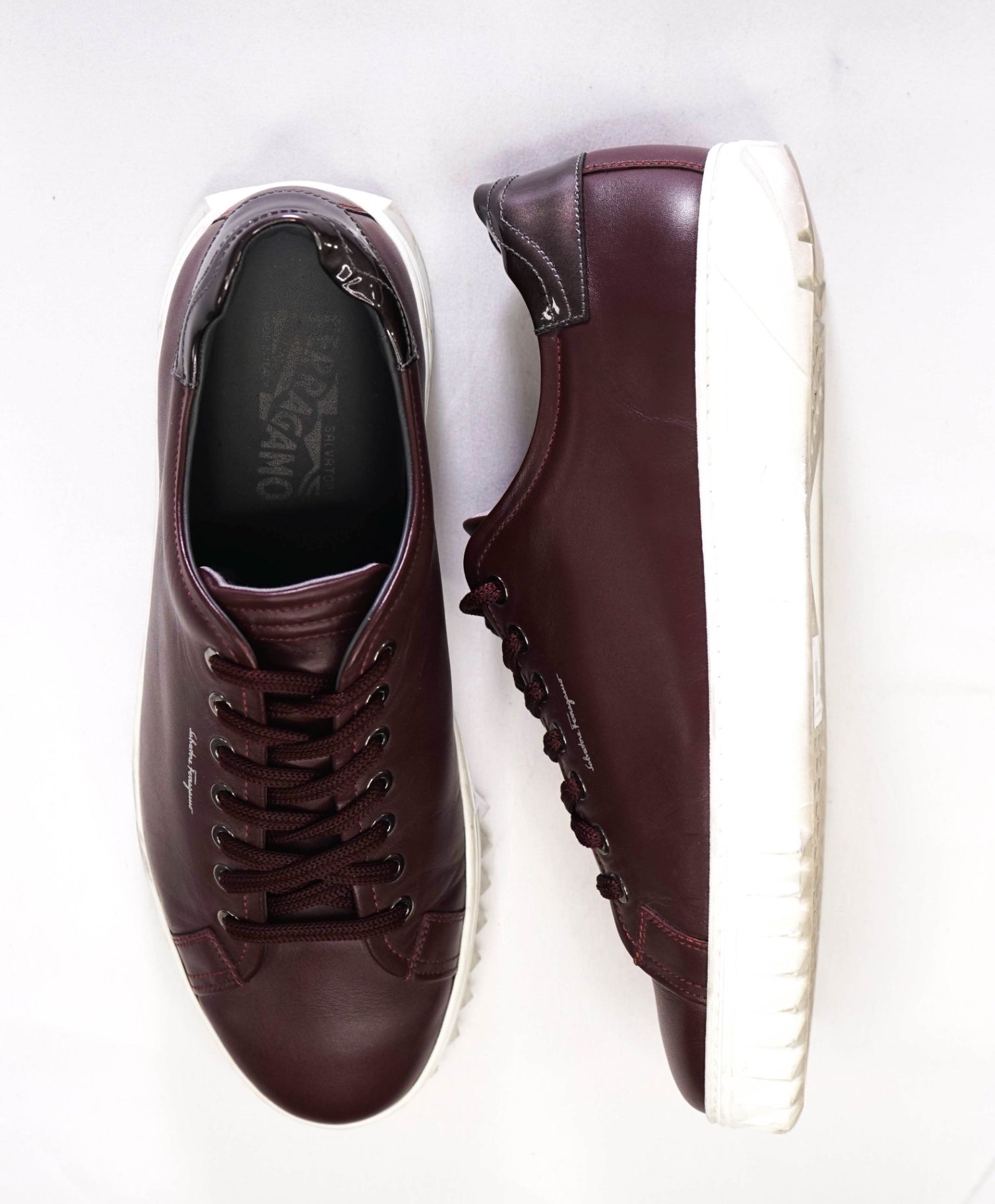 $700 Salvatore Ferragamo Purple Sneakers Leather Footwear 8.5 M