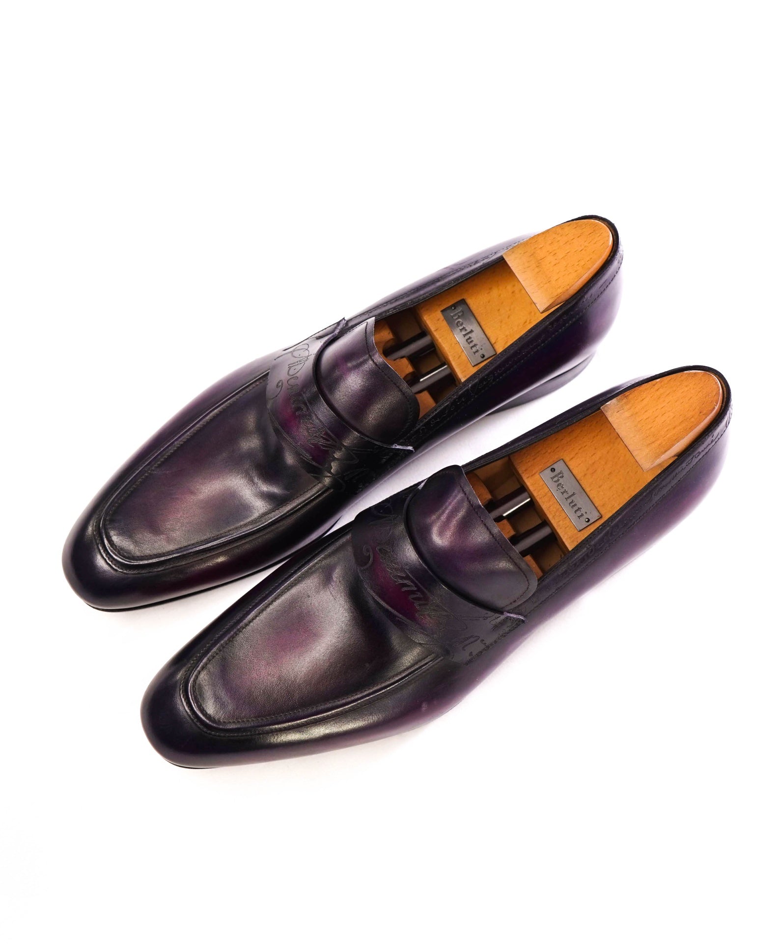 $2,480 Berluti Solid Purple SCRITO Loafers Leather Footwear 12US (11IT)
