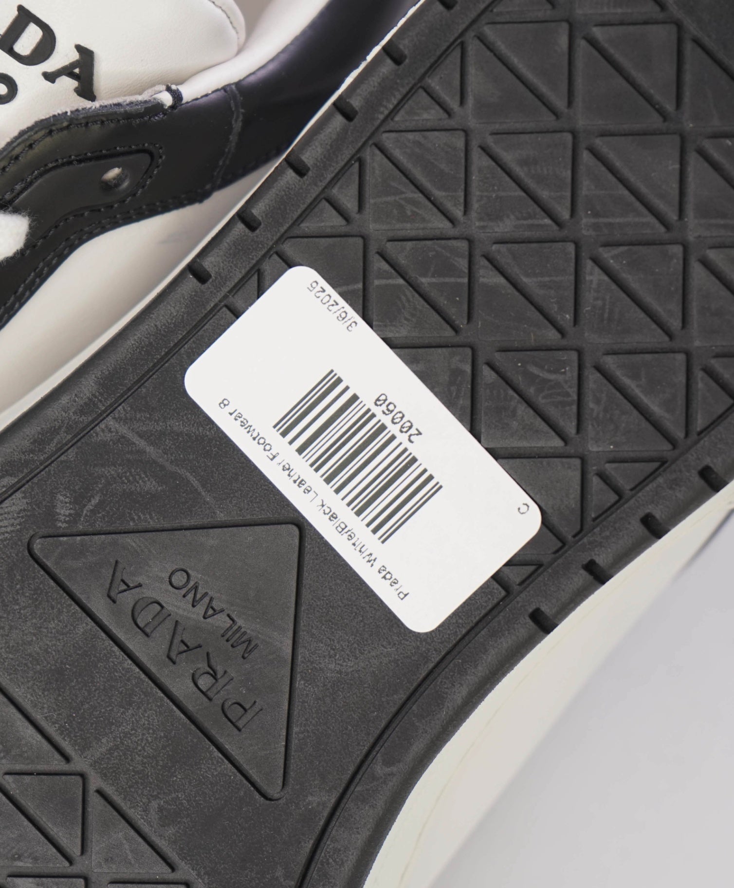 Prada *DOWNTOWN* White/Black Leather Sneaker Footwear 9US (8IT)