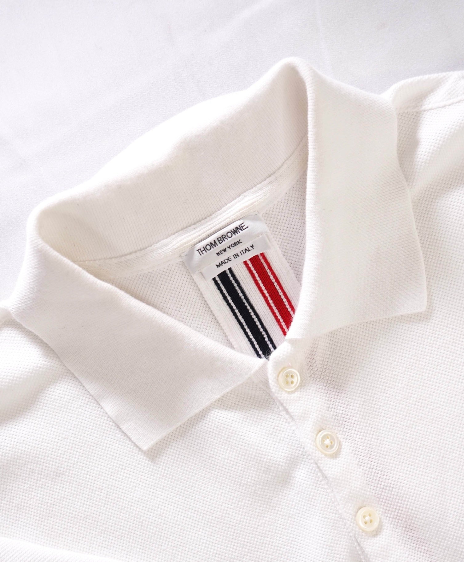 $395 Thom Browne Solid White Polo Cotton Shirt (SZ 2) Small