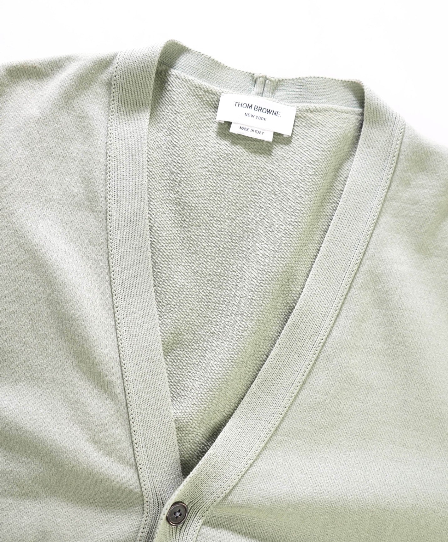 $1,190 Thom Browne Solid Green Cardigan Cotton Sweater L (sz3)