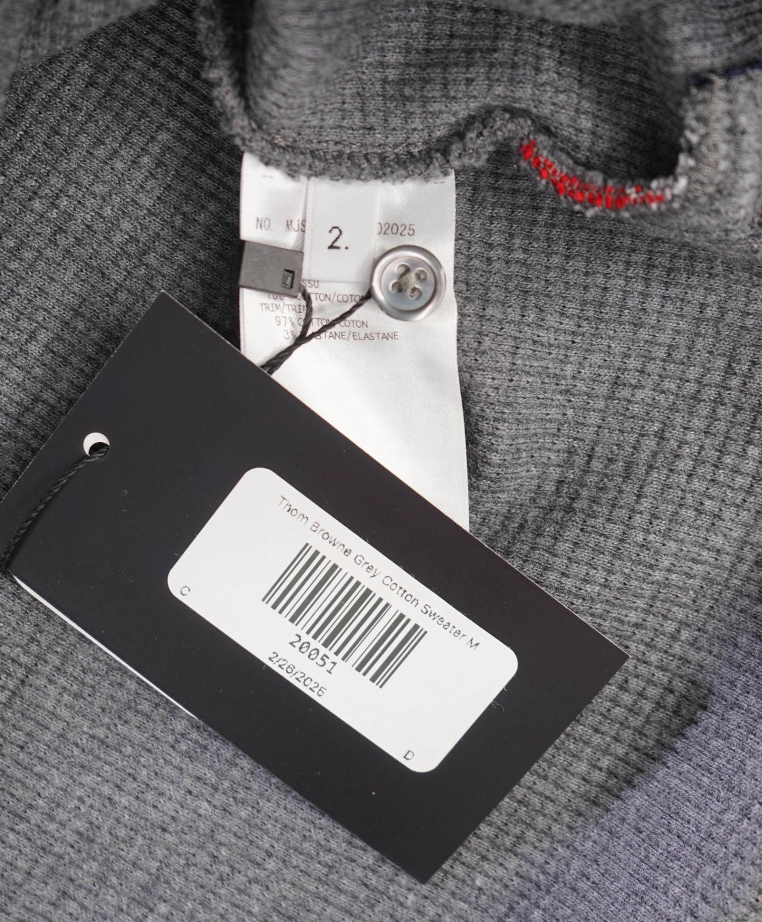 $1,190 Thom Browne Grey Cotton Turtleneck 4-Bar Sweater M (sz2)