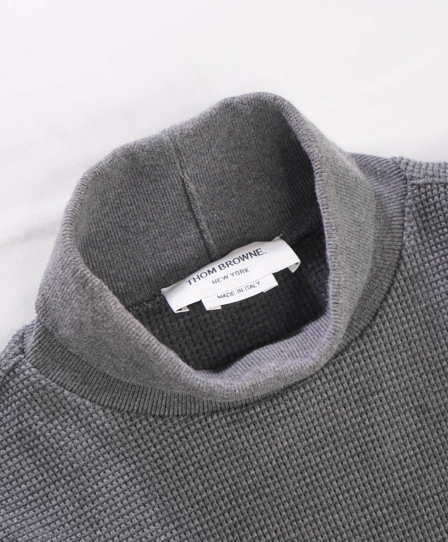 $1,190 Thom Browne Grey Cotton Turtleneck 4-Bar Sweater M (sz2)