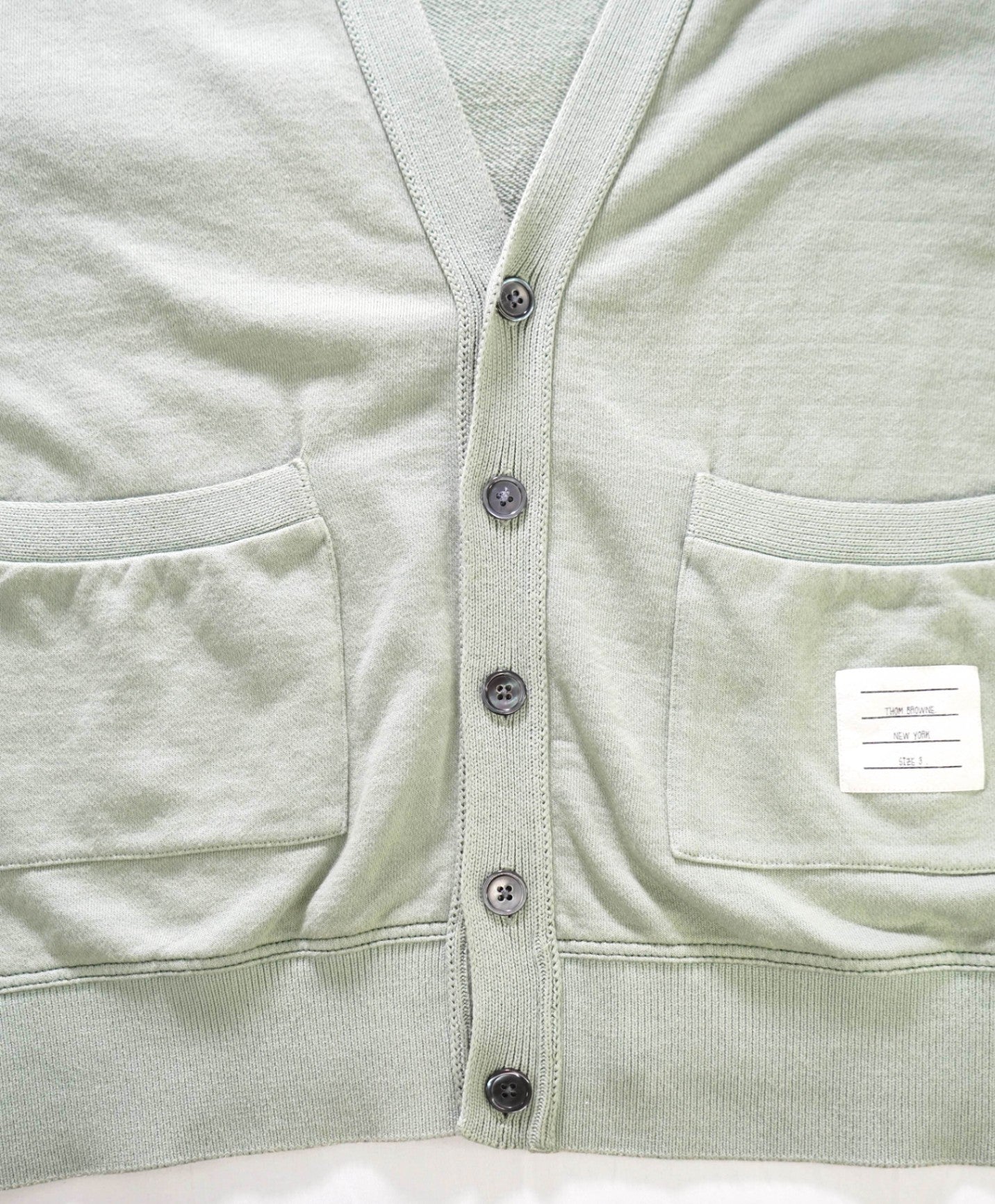 $1,190 Thom Browne Solid Green Cardigan Cotton Sweater L (sz3)