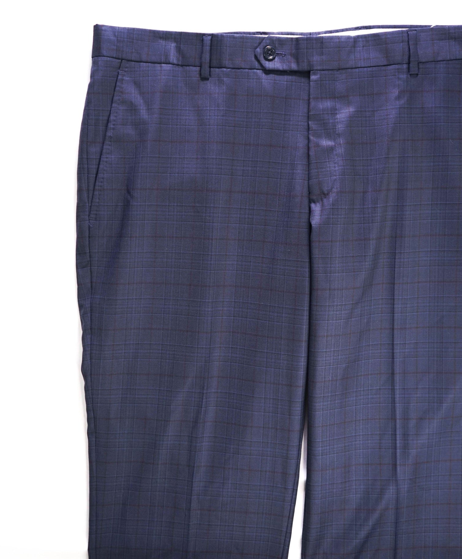 $395 Saks Fifth Avenue - MODERN FIT Navy Plaid Wool Dress Pants 40W