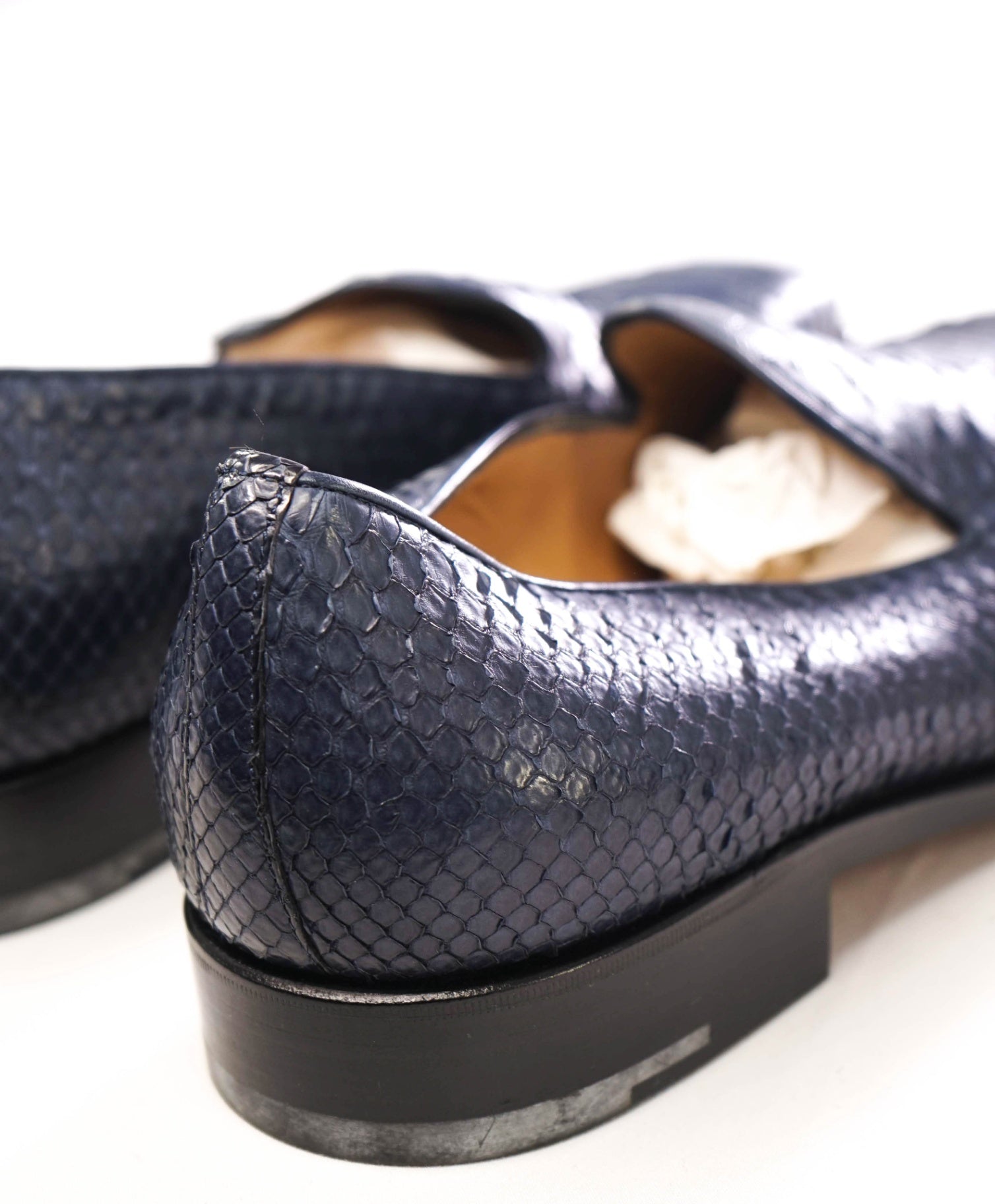 $2,450 Salvatore Ferragamo TRAMEZZA Blue Python Skin Loafer 10.5 3E20