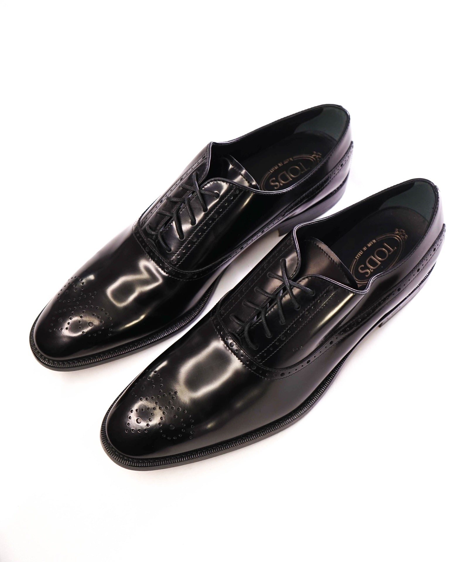 $700 Tod's Solid Black Leather Oxfords 13US (12IT)