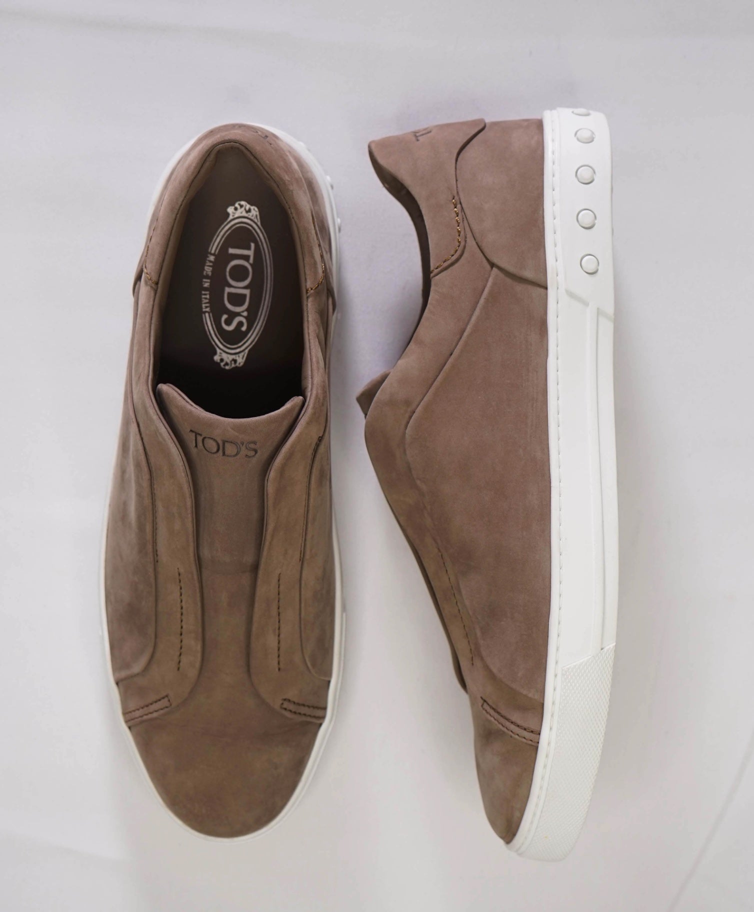 $650 Tod's Solid Brown Suede Slip On Sneaker Footwear 12US (11IT)