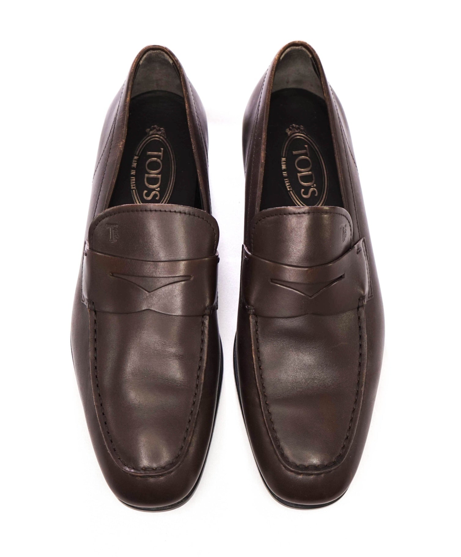 $675 Tod's Solid Dark Brown Penny loafers Leather Footwear 8US (7IT)