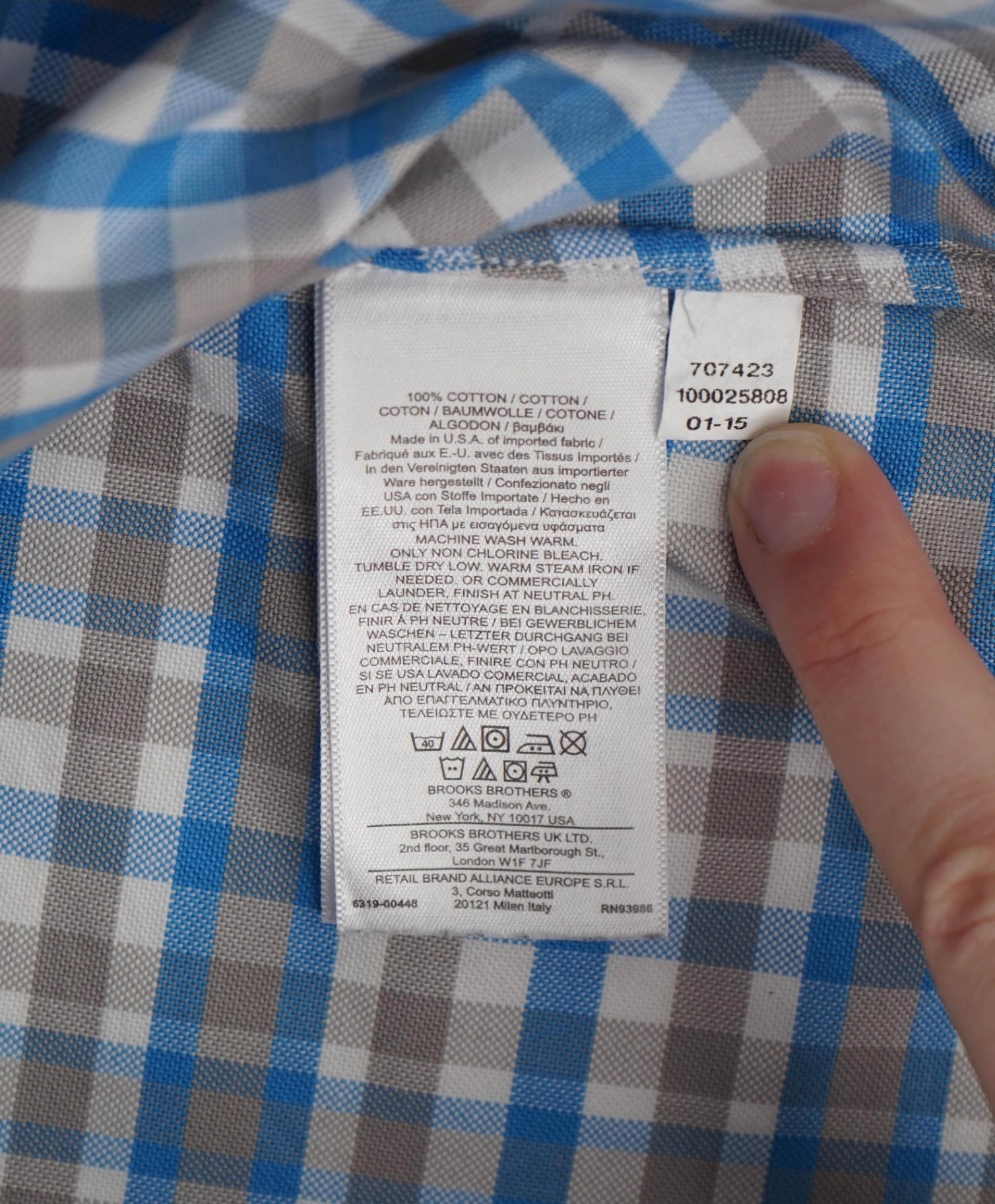 Black Fleece Blue/Grey Plaid Cotton Shirt BB1 Small