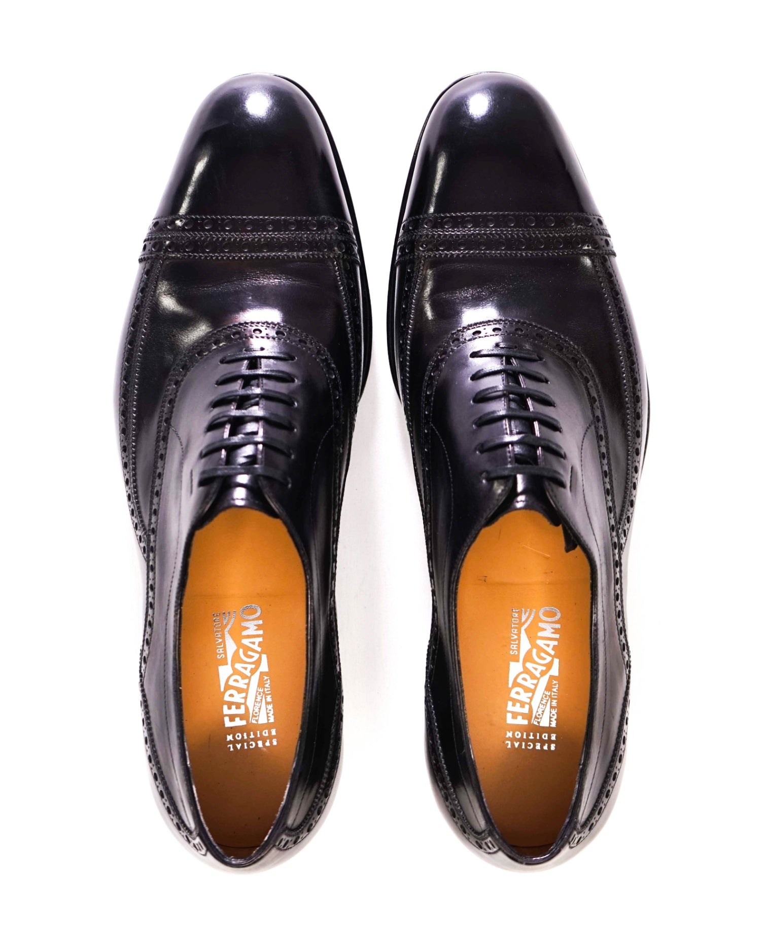 $1,595 Salvatore Ferragamo *Special Edition* Black Oxfords Leather 11.5 D