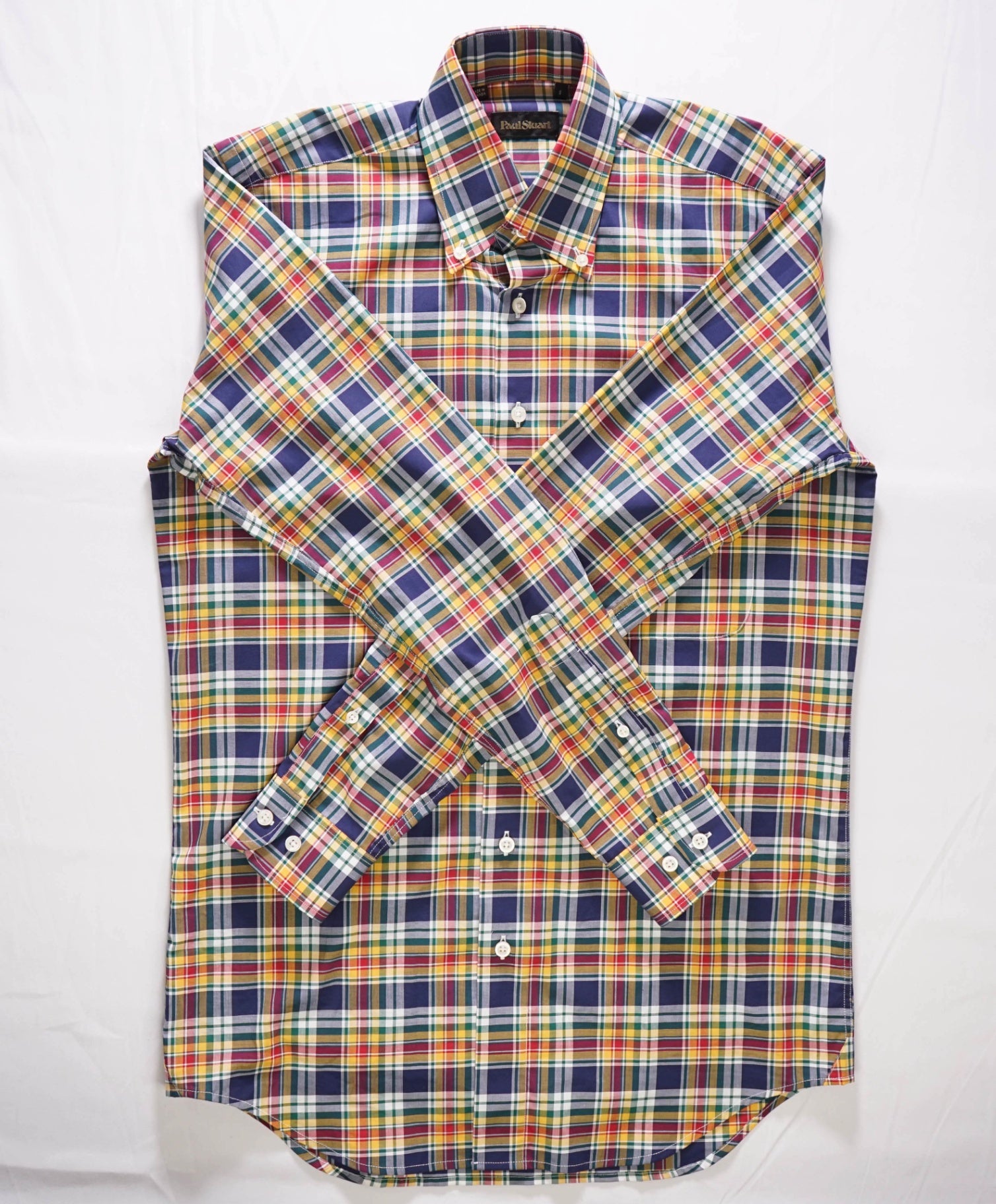 $225 Paul Stuart Multi Plaid Cotton Shirt S