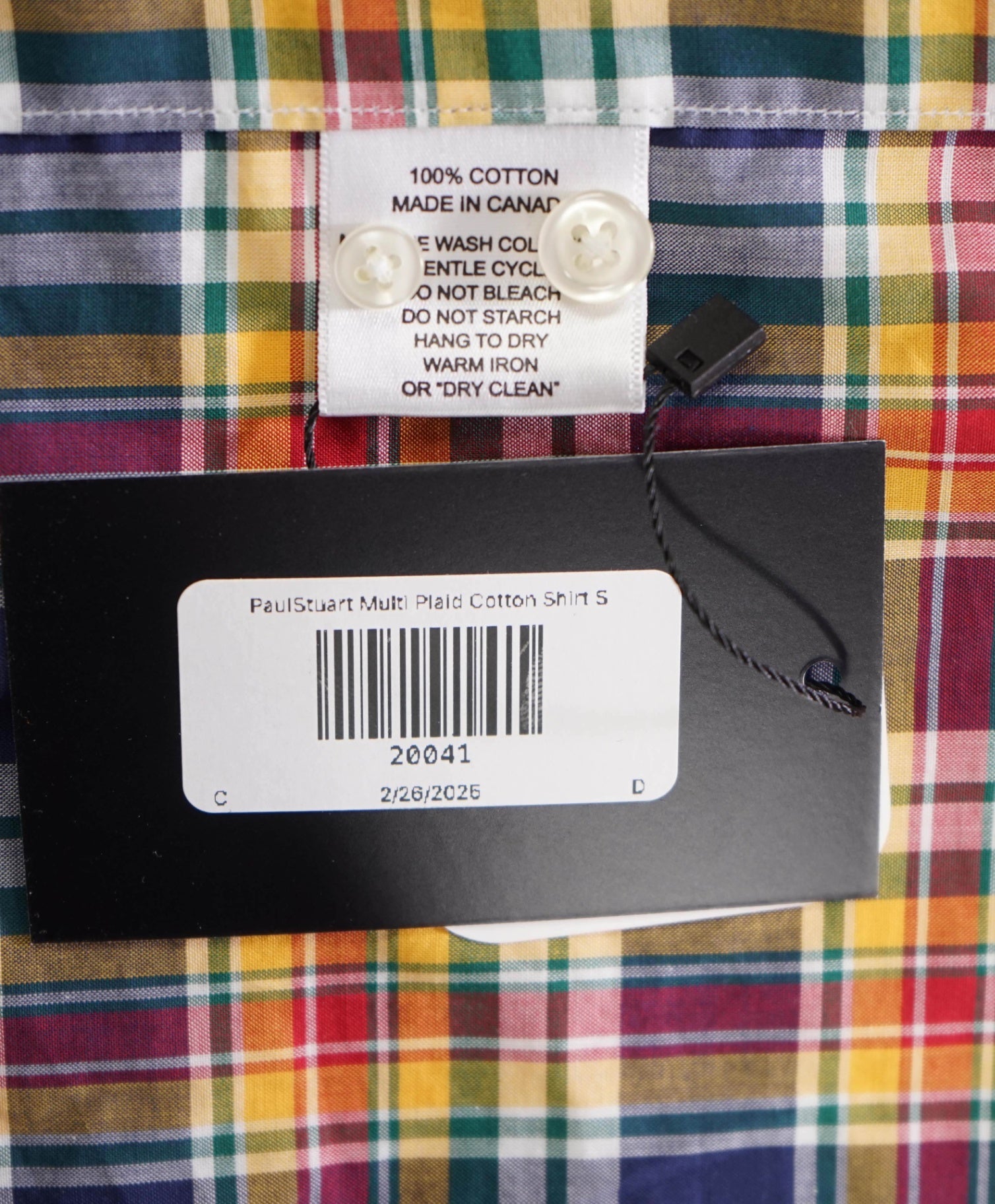 $225 Paul Stuart Multi Plaid Cotton Shirt S