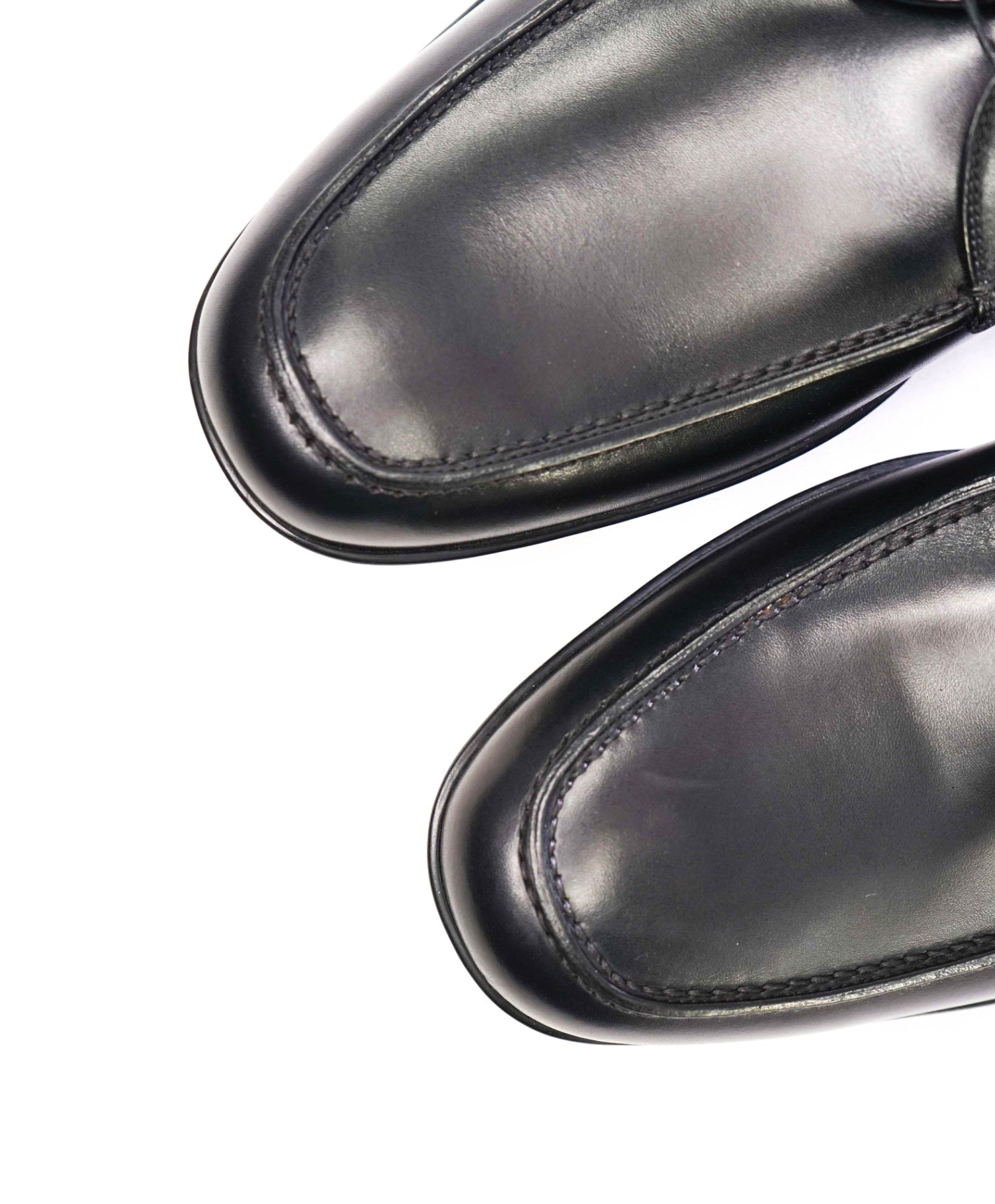 $795 Prada LINEA ROSSA Solid Black Derbies Leather Footwear 12US (11IT)