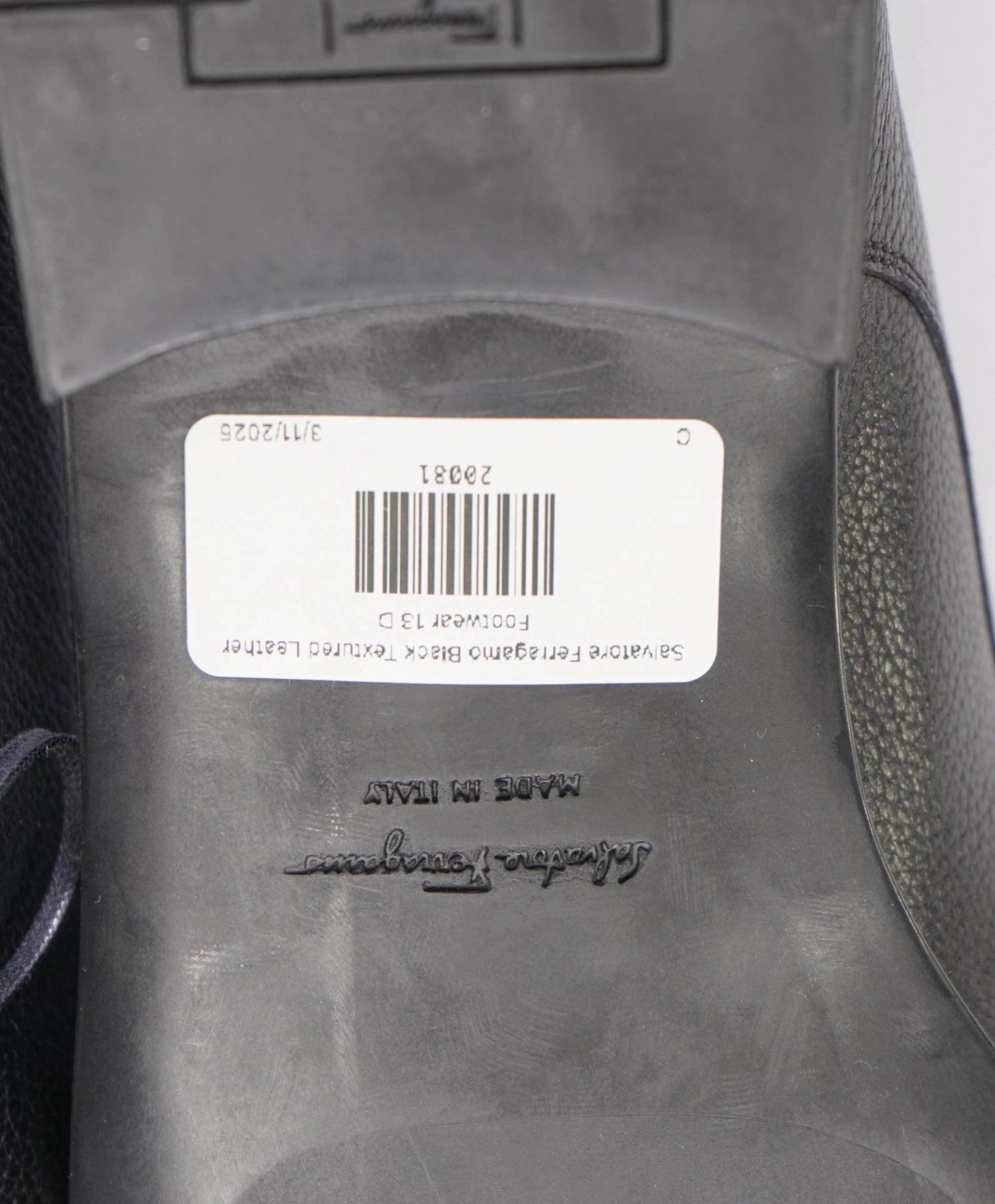 Salvatore Ferragamo Black Textured Pebbled Leather Oxfords 13 D