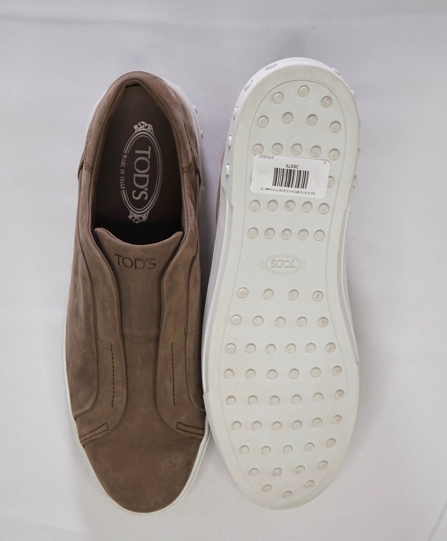 $650 Tod's Solid Brown Suede Slip On Sneaker Footwear 12US (11IT)
