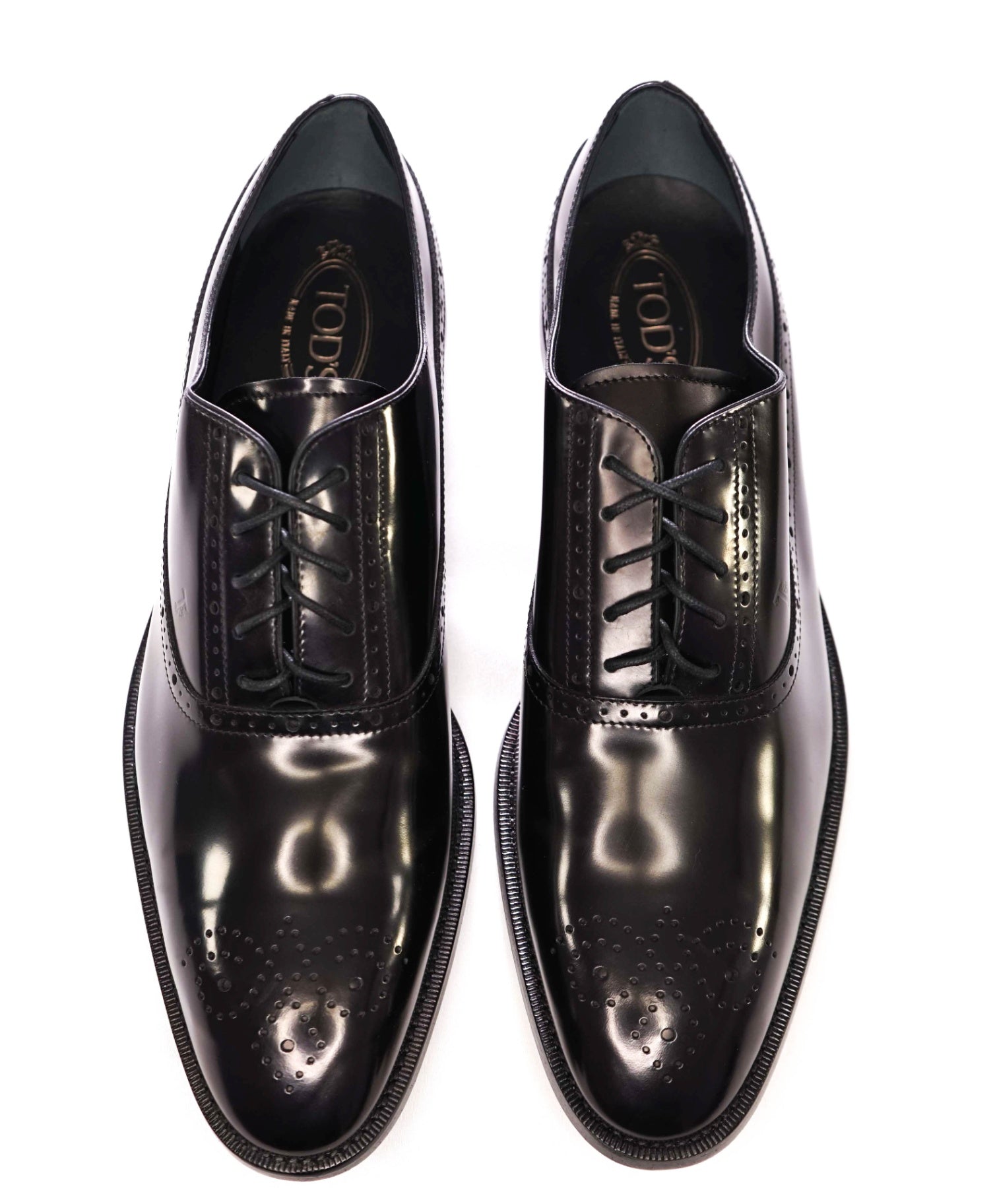 $700 Tod's Solid Black Leather Oxfords 13US (12IT)