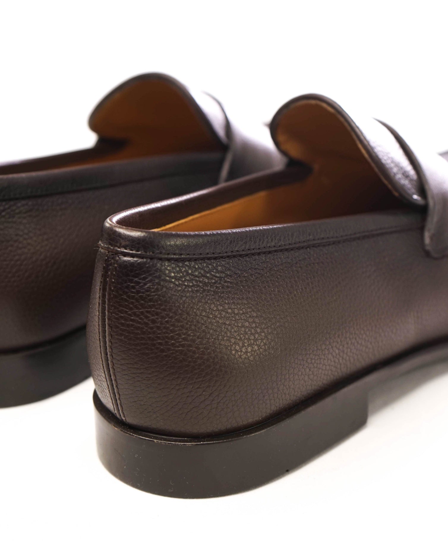 $950 Ferragamo Dark Brown Textured Loafers Leather Footwear 9 3E