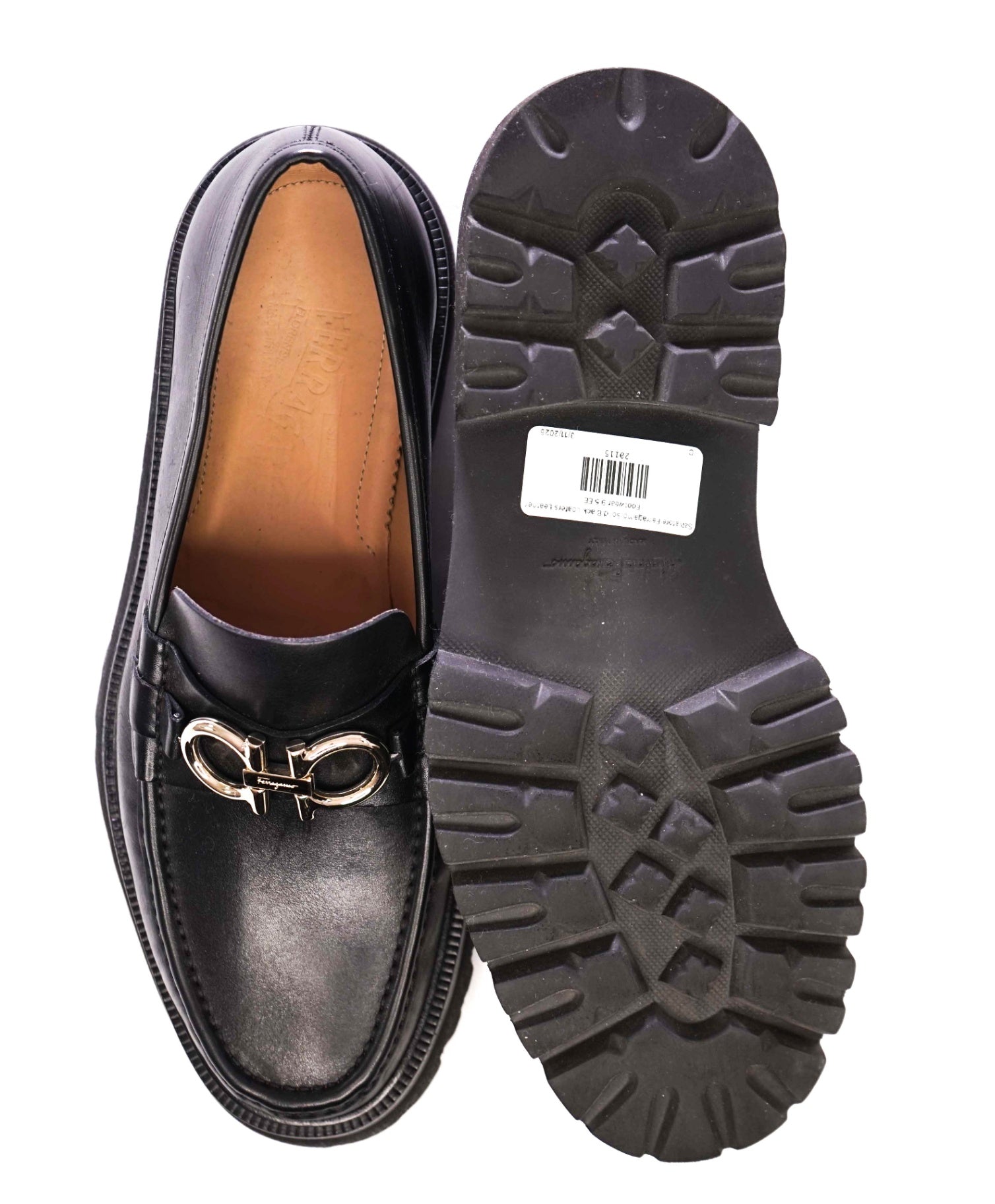 $950 Salvatore Ferragamo Solid Black Loafers Leather Footwear 9.5 EE