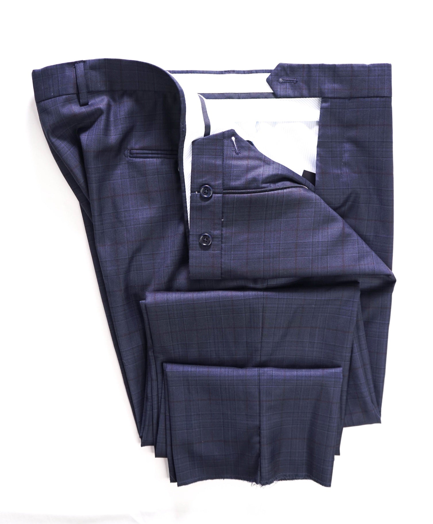 $395 Saks Fifth Avenue - MODERN FIT Navy Plaid Wool Dress Pants 40W