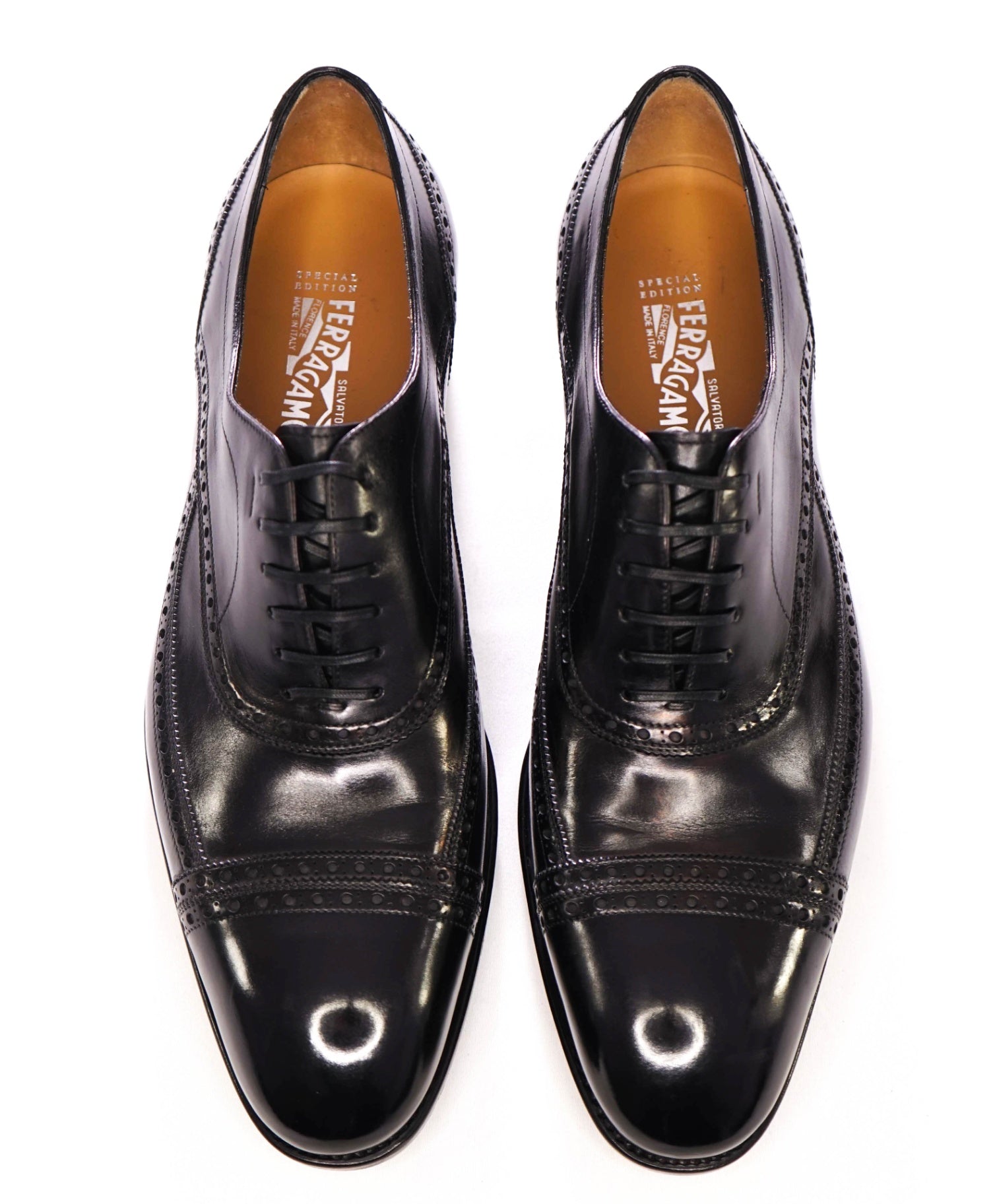 $1,595 Salvatore Ferragamo *Special Edition* Black Oxfords Leather 11.5 D