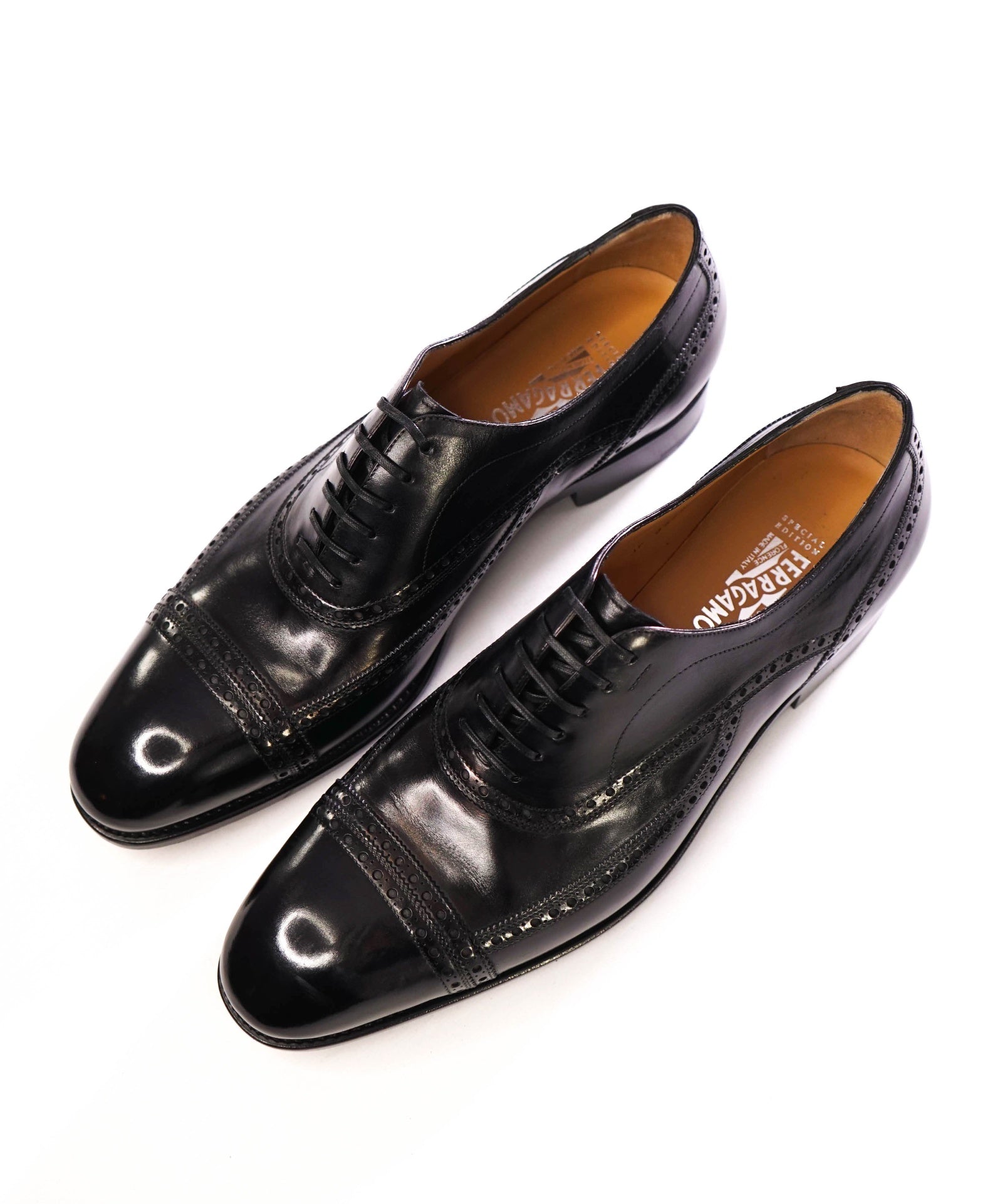 $1,595 Salvatore Ferragamo *Special Edition* Black Oxfords Leather 11.5 D