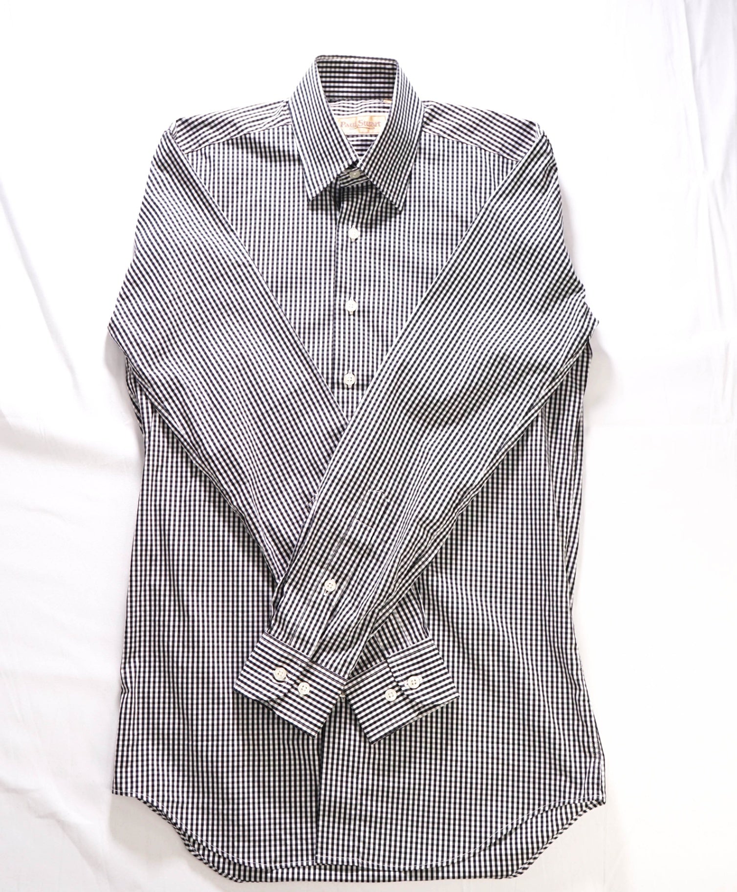 $225 PaulStuart Black/White Gingham Cotton Shirt SZ SMALL