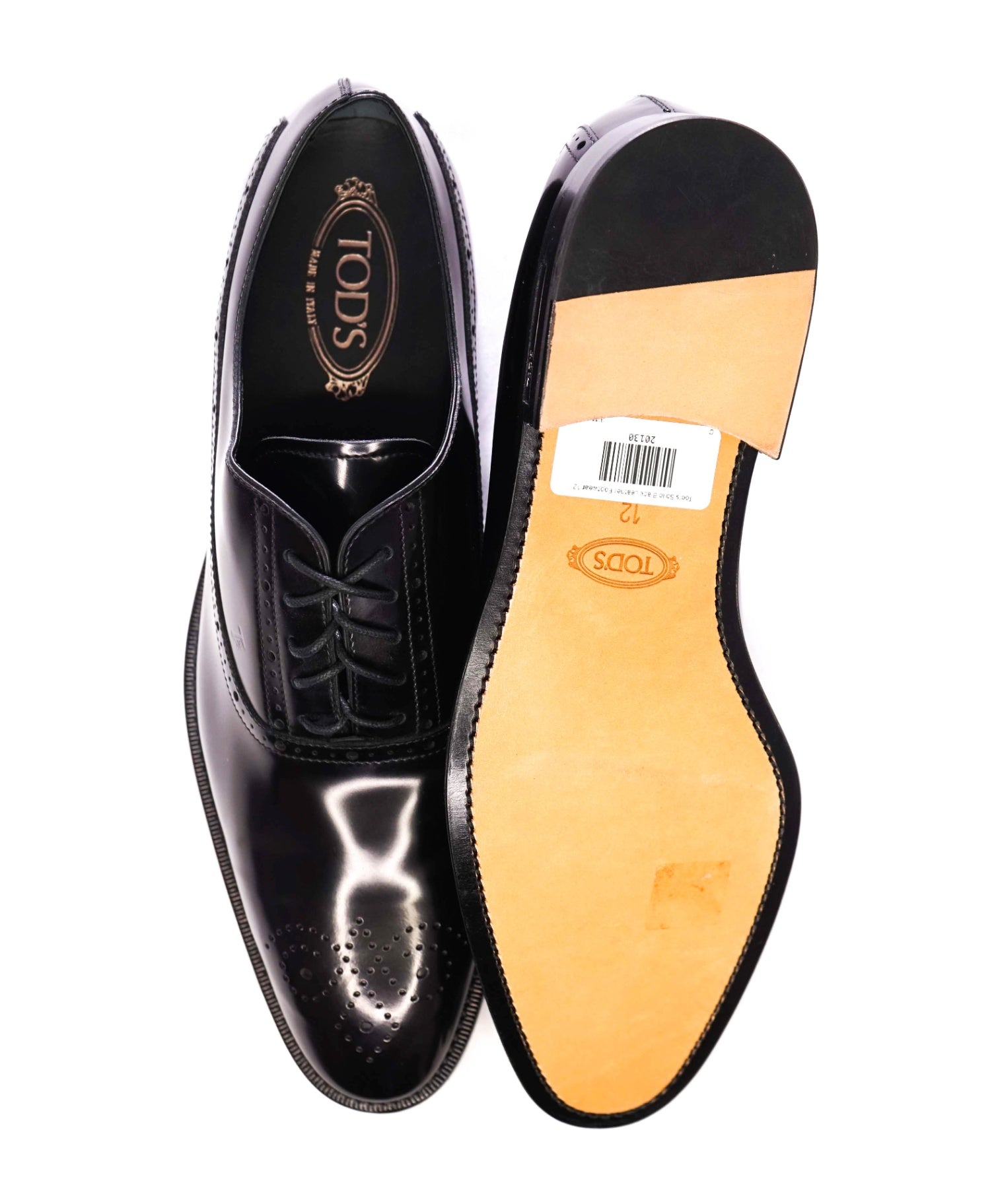 $700 Tod's Solid Black Leather Oxfords 13US (12IT)