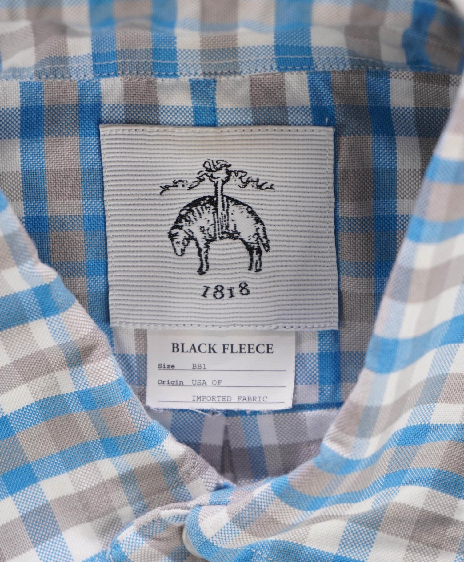 Black Fleece Blue/Grey Plaid Cotton Shirt BB1 Small