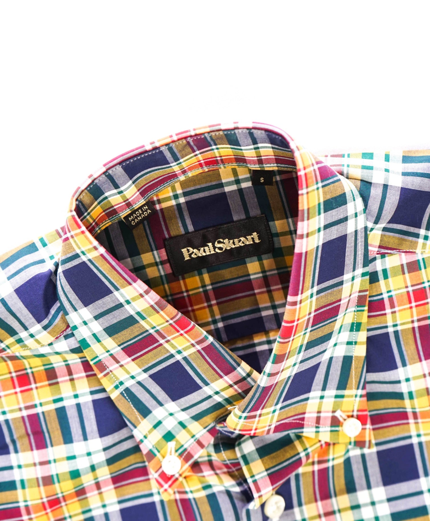 $225 Paul Stuart Multi Plaid Cotton Shirt S