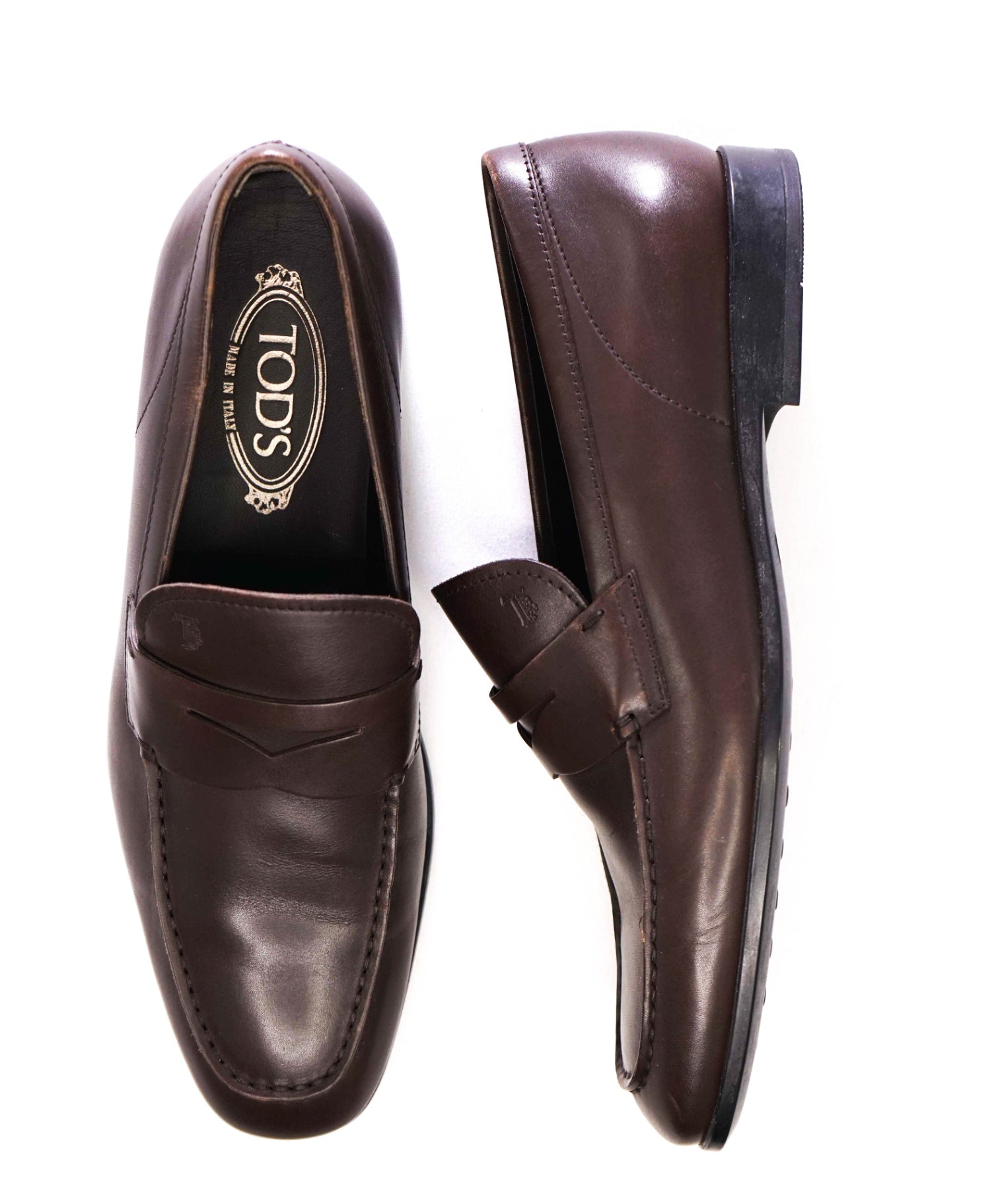$675 Tod's Solid Dark Brown Penny loafers Leather Footwear 8US (7IT)