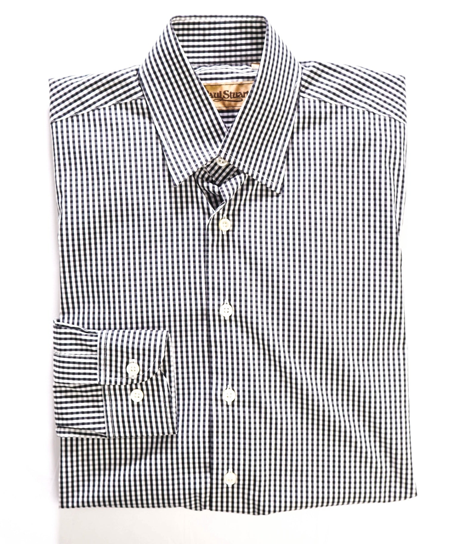 $225 PaulStuart Black/White Gingham Cotton Shirt SZ SMALL