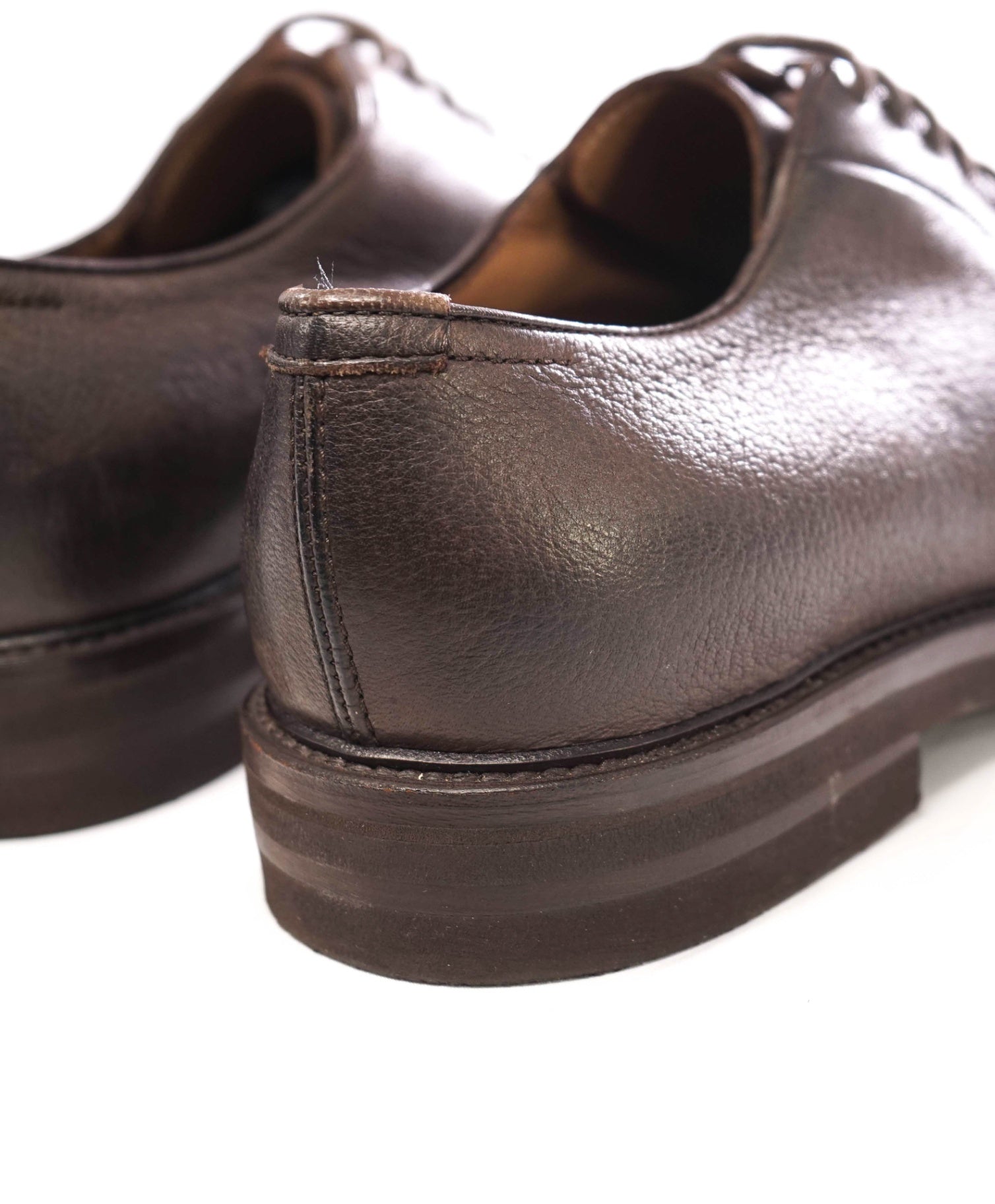 $1,295 Brunello Cucinelli Brown Grained Leather Derby Oxfords 10 (43EU)