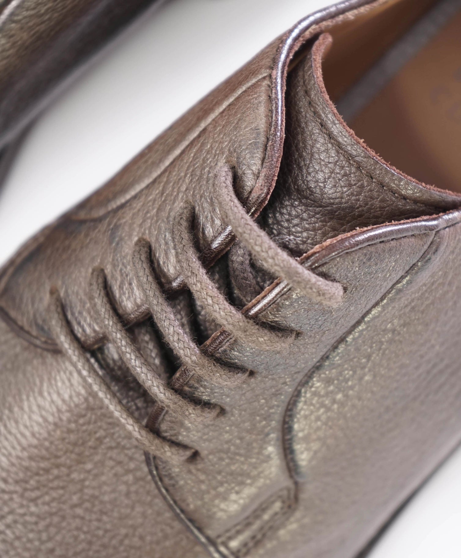 $1,295 Brunello Cucinelli Brown Grained Leather Derby Oxfords 10 (43EU)